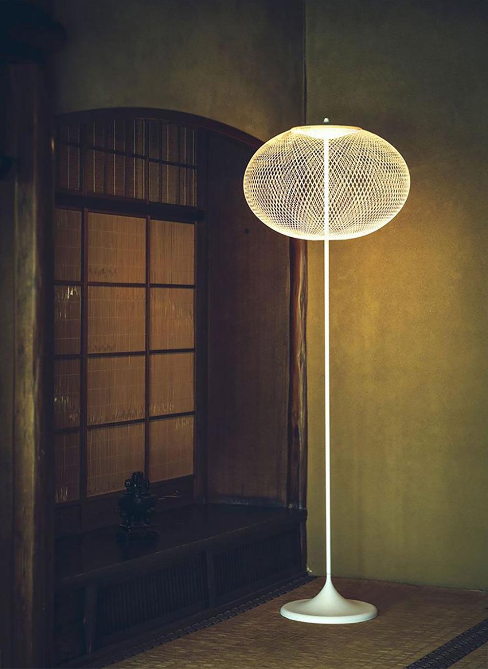 Ilsolyre Industrial Mesh Floor Lamp-Neutral Decor