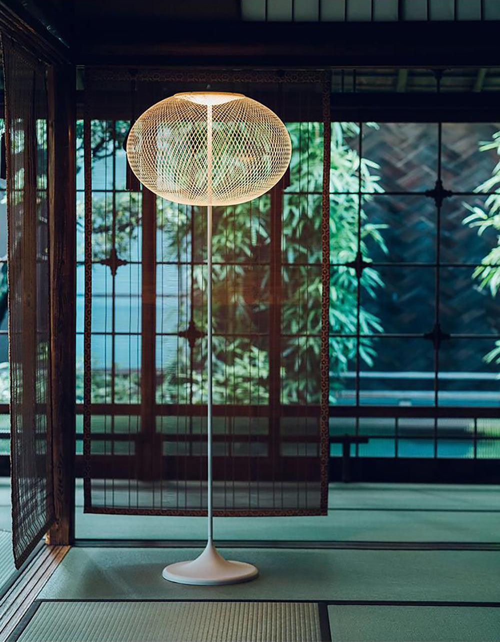 Ilsolyre Industrial Mesh Floor Lamp-Neutral Decor