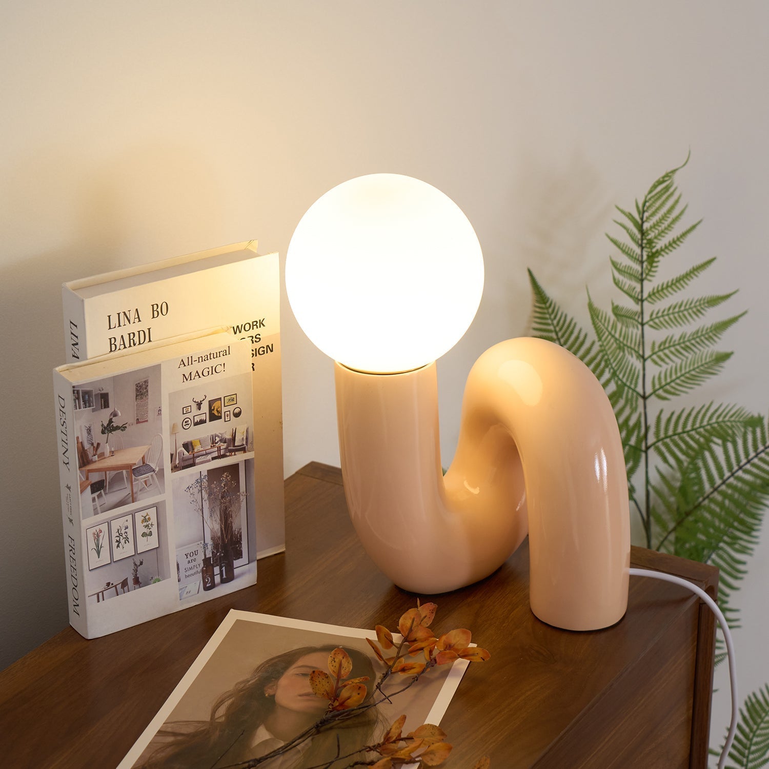 Aveny Lamp Playful N Shape All White-Neutral Decor