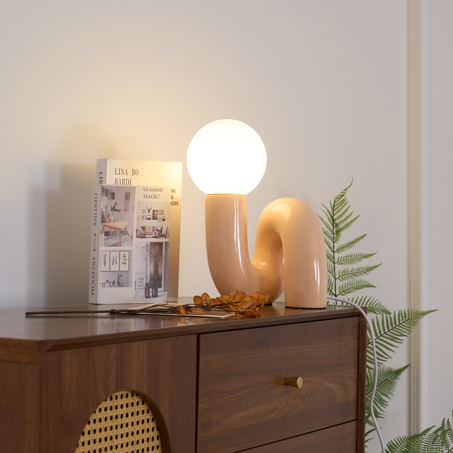 Aveny Lamp Playful N Shape All White-Neutral Decor