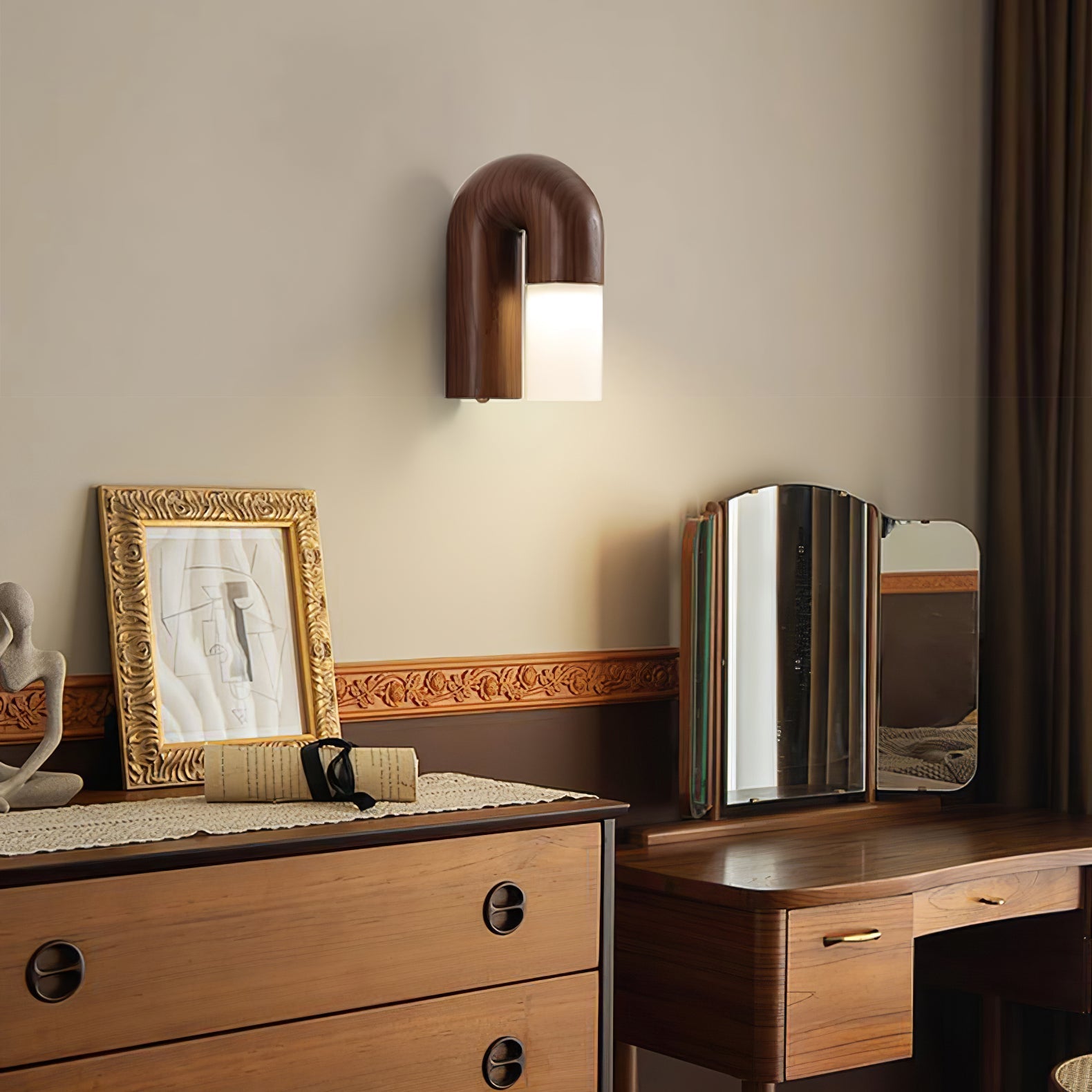 King Modern Minimalist Wood Wall Lamp-Neutral Decor