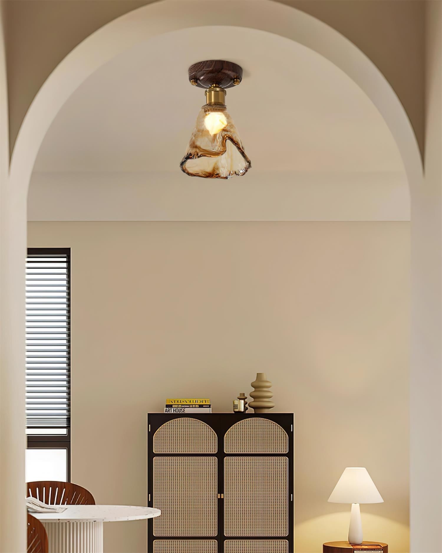 Velimo Amber Glass Flush Mount Light