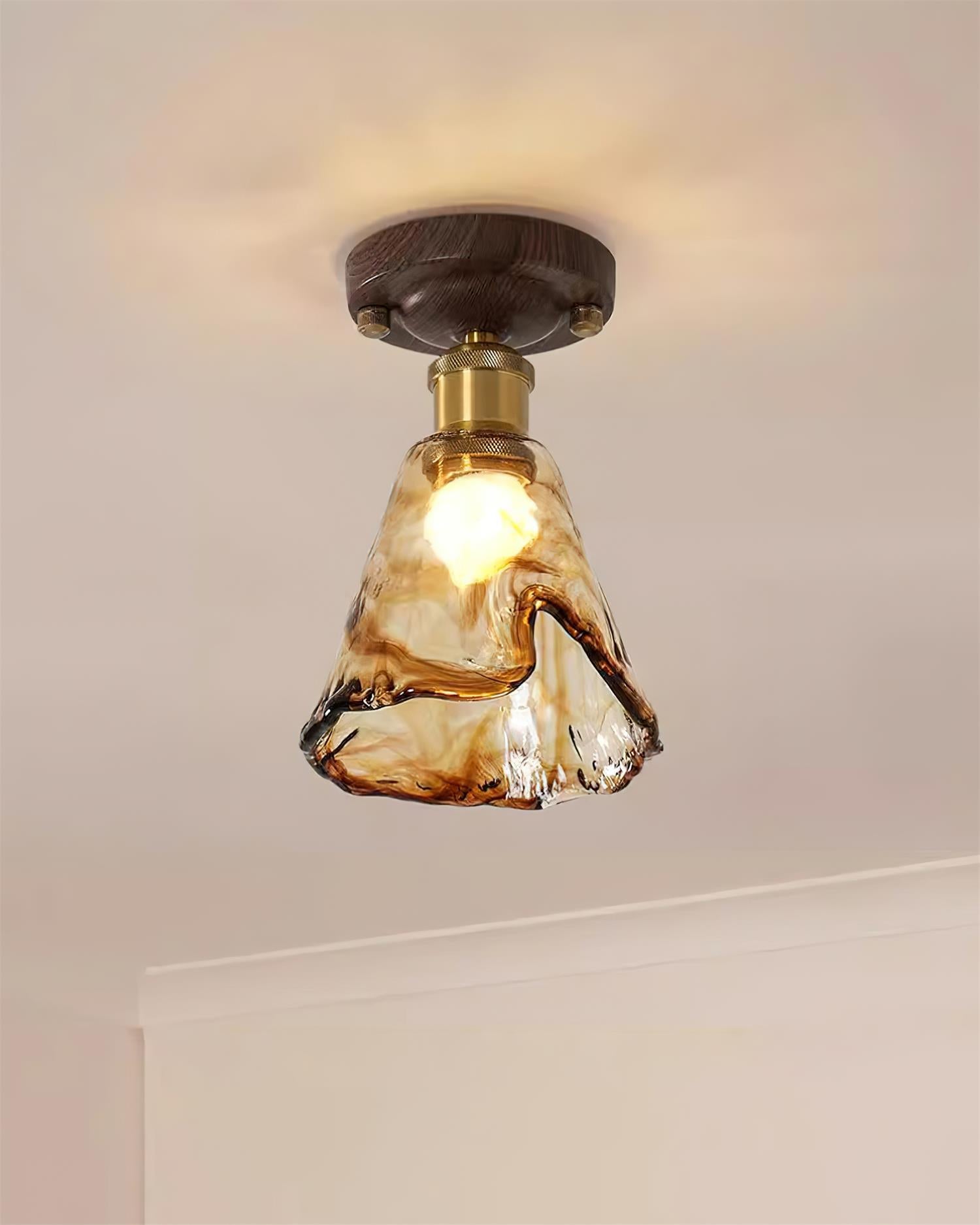 Doriva Ceiling Light Amber Glass Flush Mount-Neutral Decor