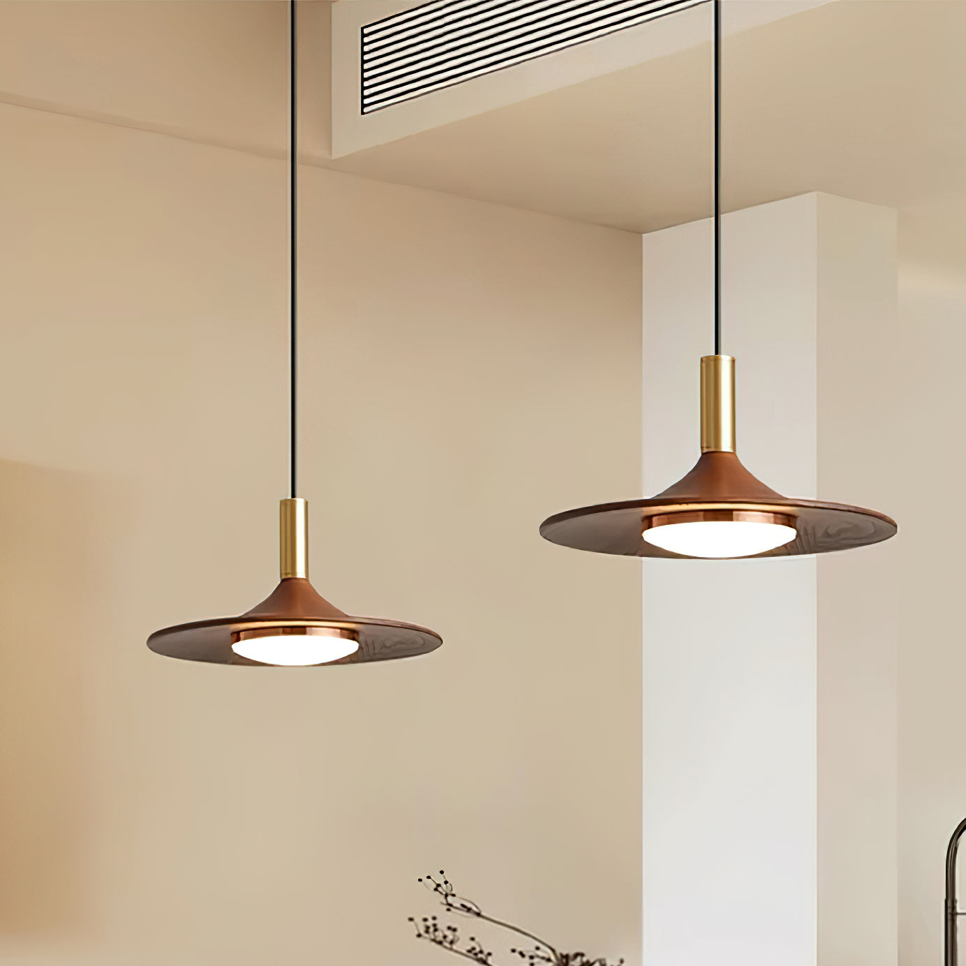 Pend­­ant Light  Hat Shape  Midcentury