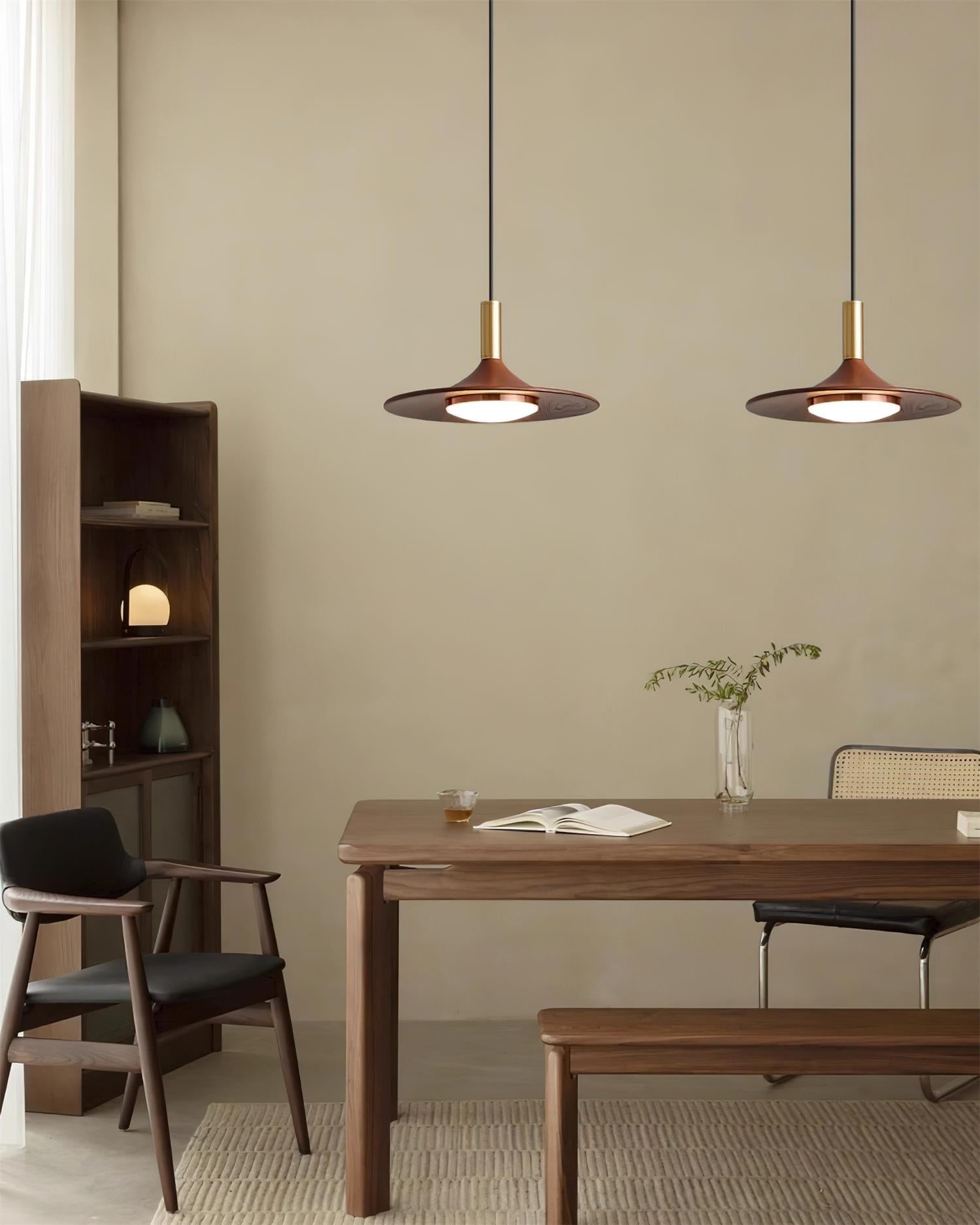 Kaelin Pendant Light Hat Shape Wood Midcentury-Neutral Decor