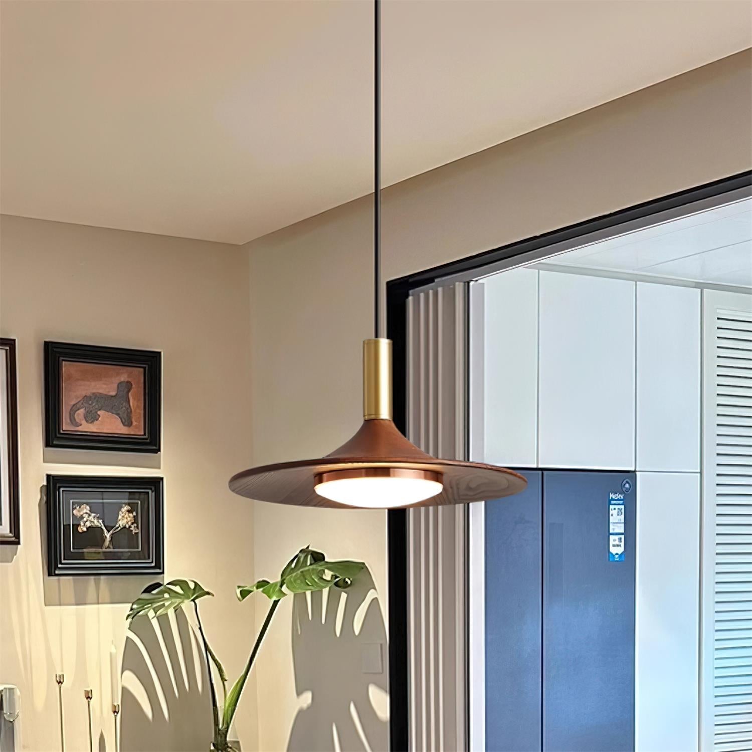 Kaelin Pendant Light Hat Shape Wood Midcentury-Neutral Decor
