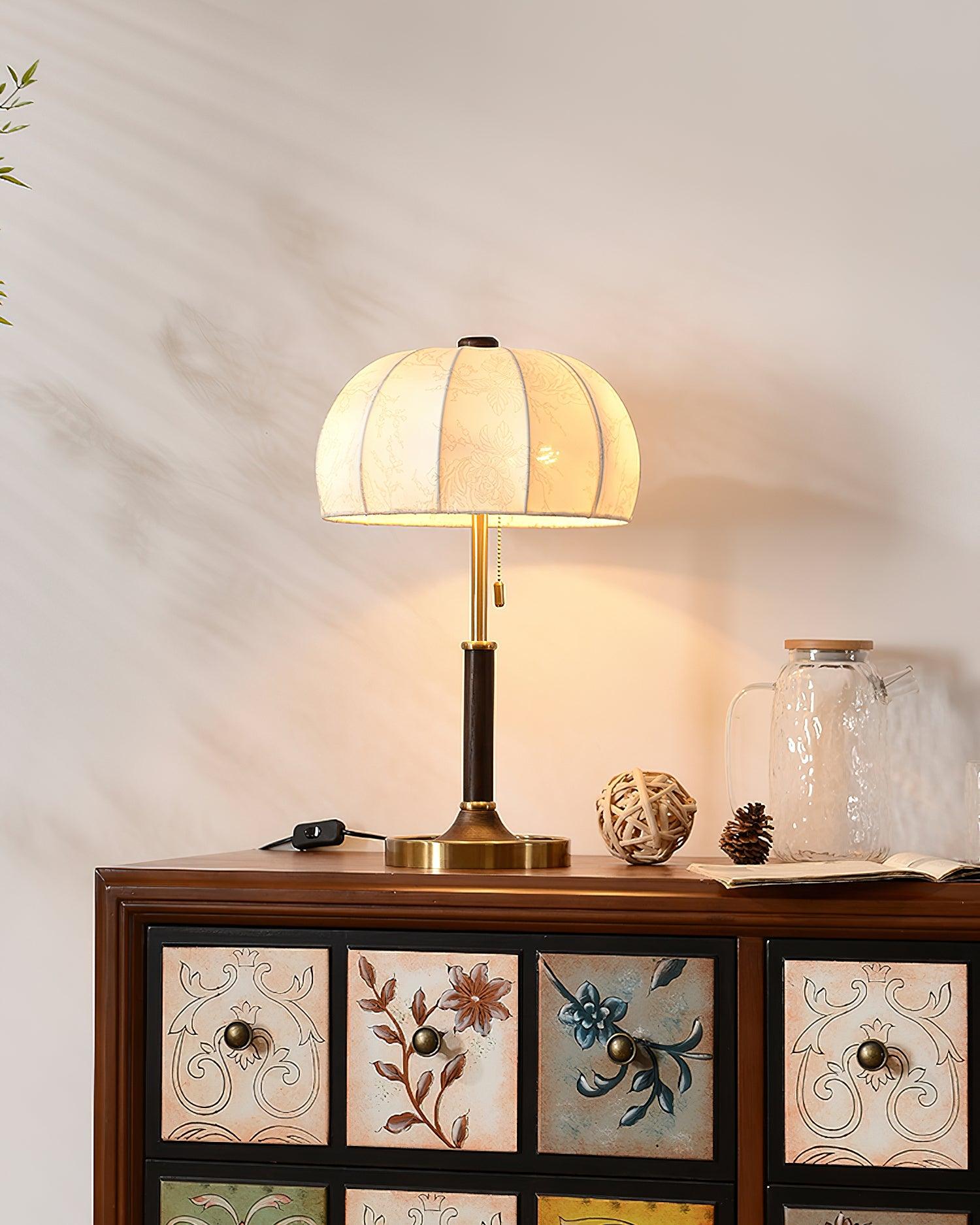 Nalemu Wood Fabric Retro Table Lamp-Neutral Decor