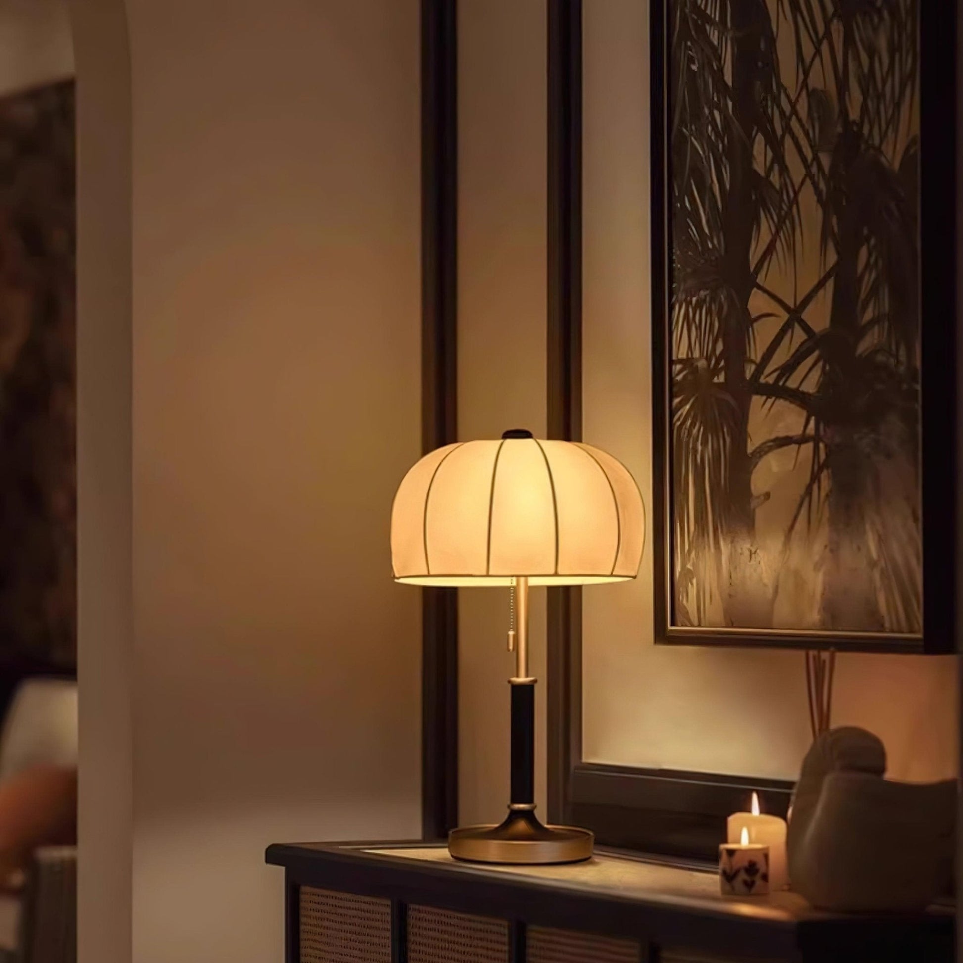 Nalemu Wood Fabric Retro Table Lamp-Neutral Decor