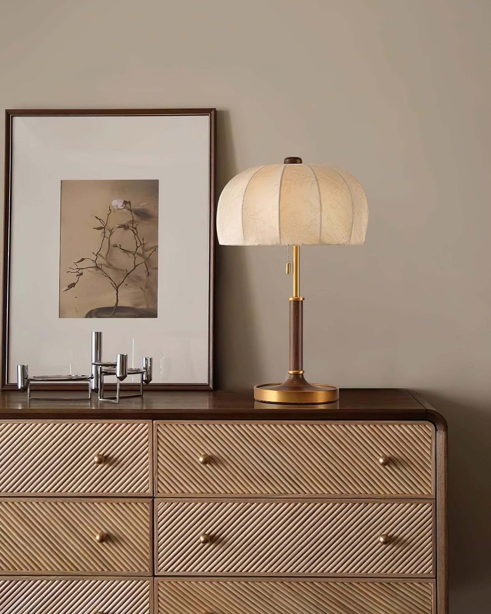 Nalemu Wood Fabric Retro Table Lamp-Neutral Decor