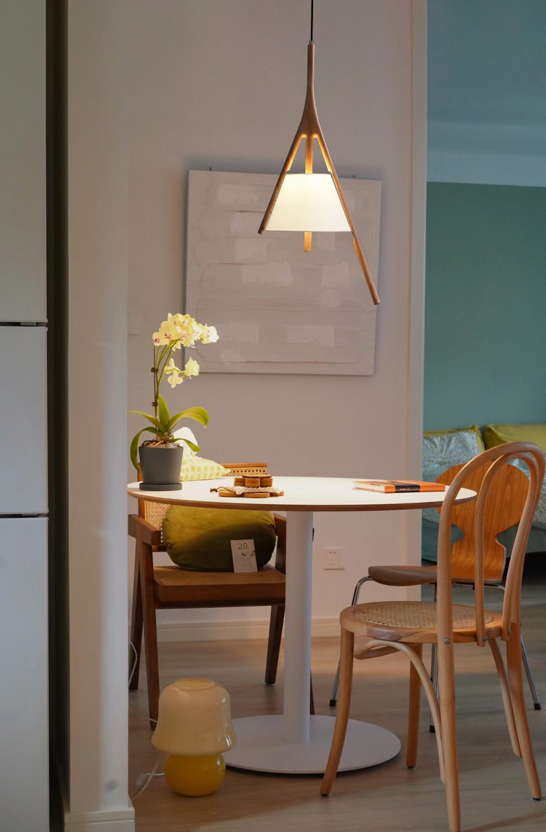 Zovenarae Triangular Wood Pendant Light-Neutral Decor