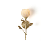 Natalia Alabaster Wall Sconce with a brass fixture, viewed from the front.