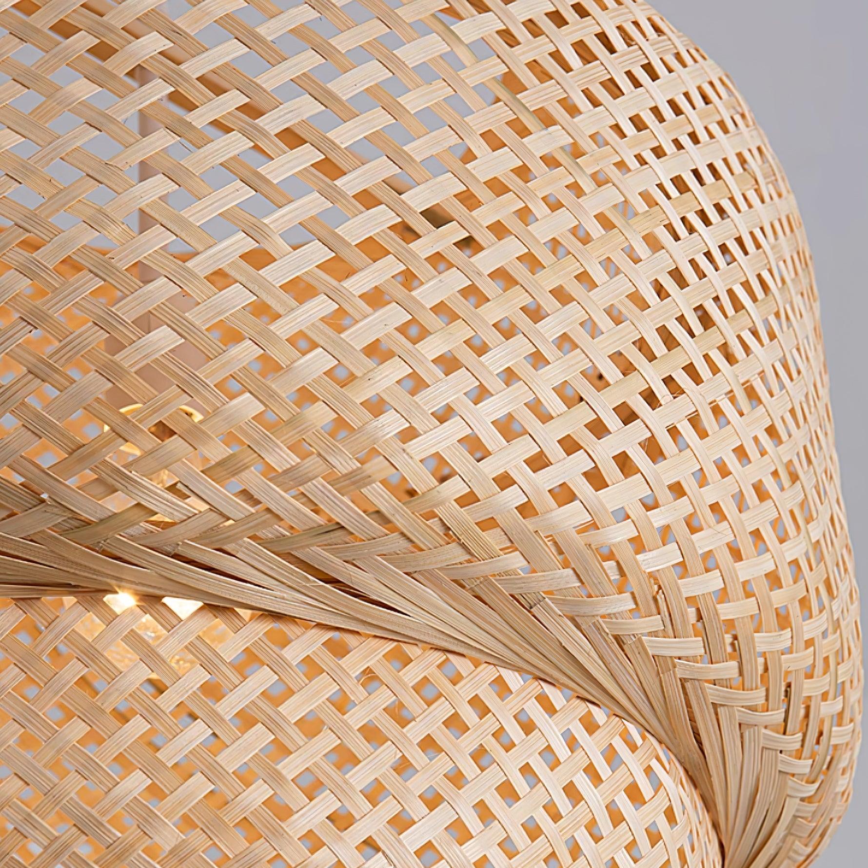 Pendant Lamp Double Layer Woven Bamboo Shade Organic Natural