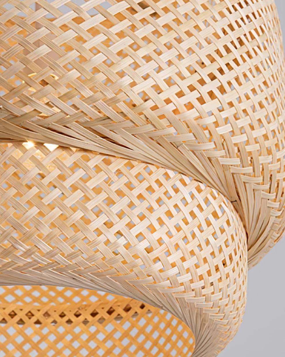 Pendant Lamp Double Layer Woven Bamboo Shade Organic Natural