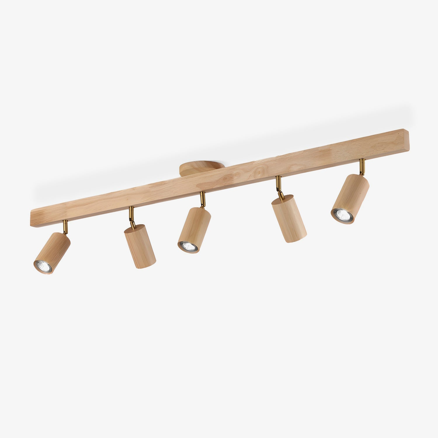 Solara Ceiling Lamp Natural Wood Beam with Spotlight-Neutral Decor
