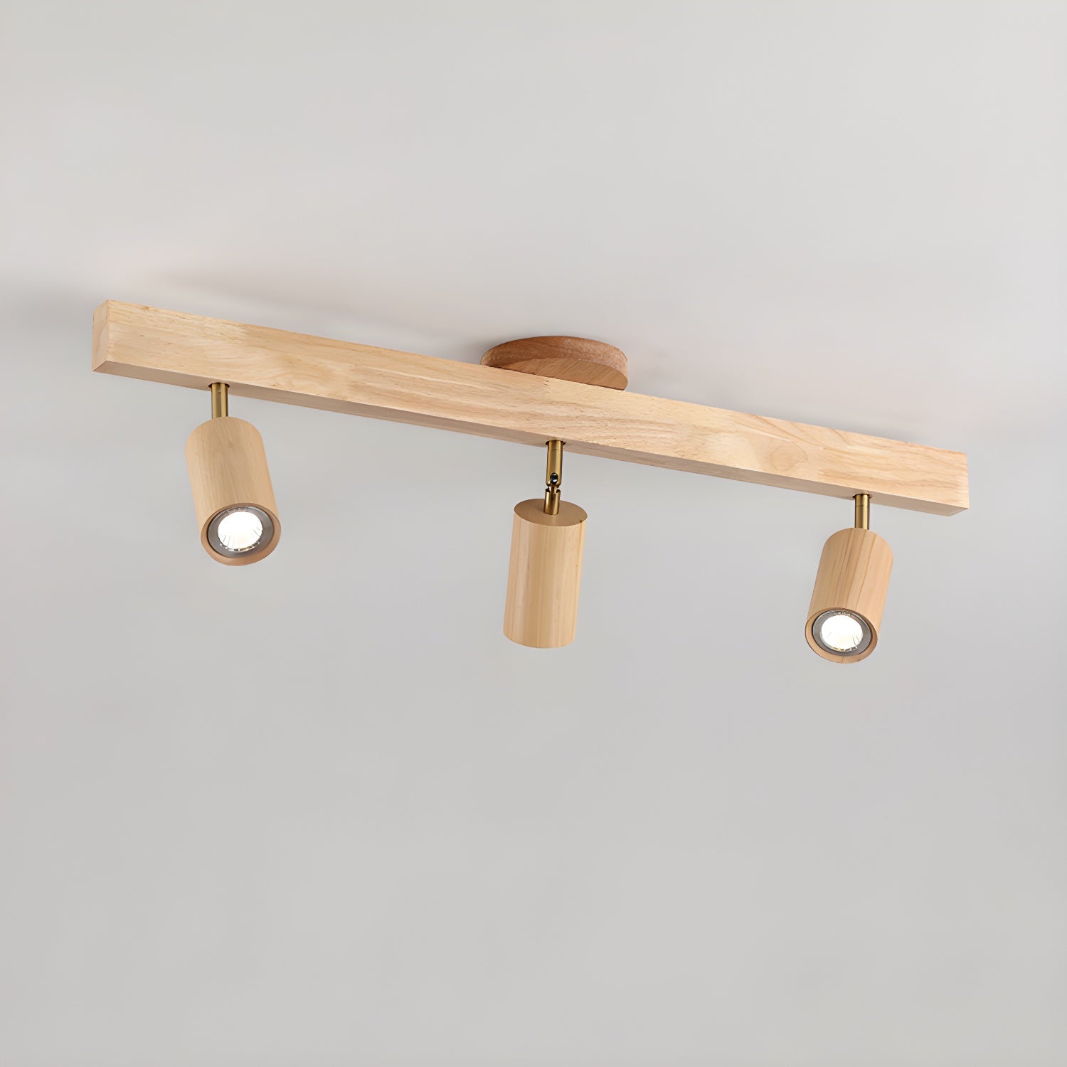 Solara Ceiling Lamp Natural Wood Beam with Spotlight-Neutral Decor