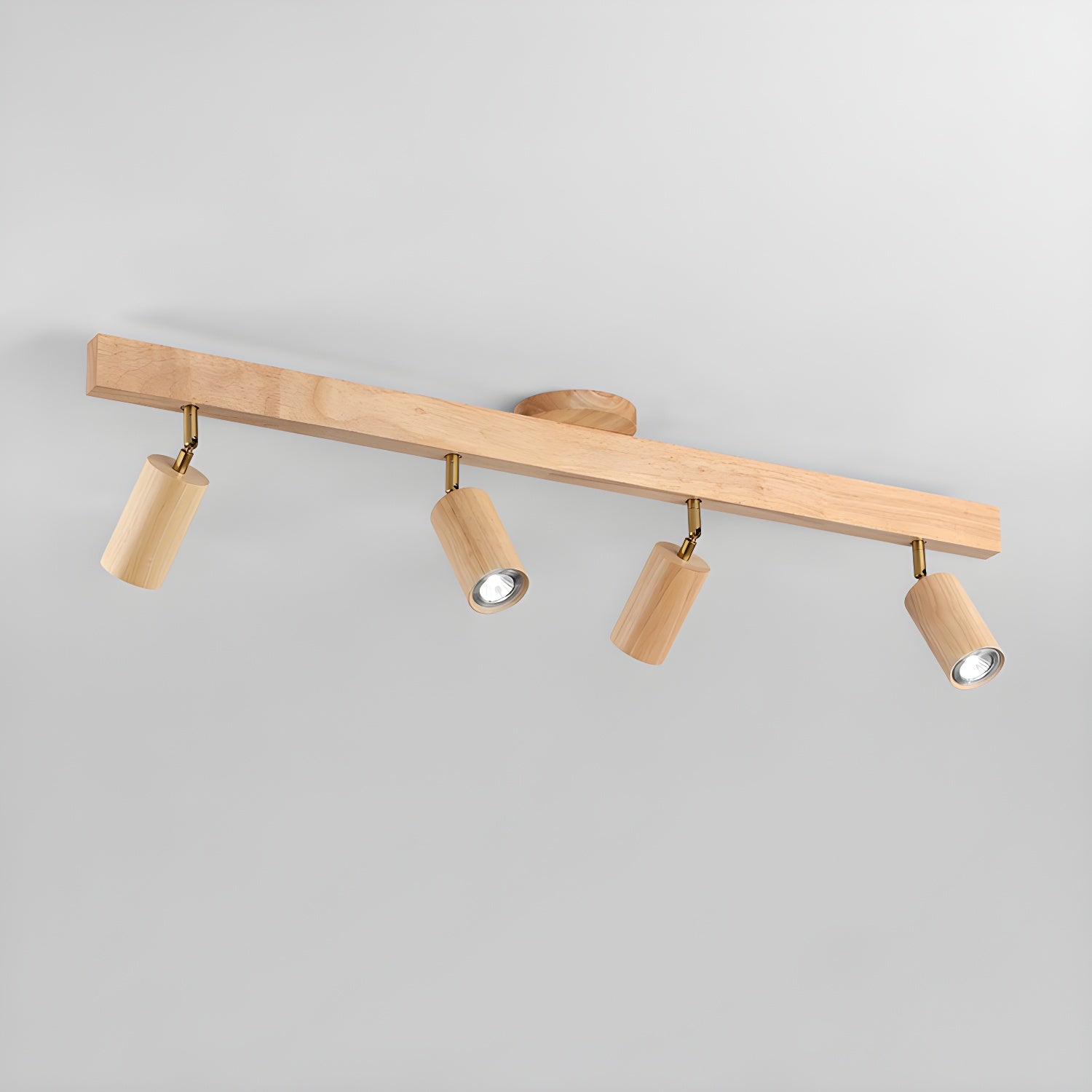 Solara Ceiling Lamp Natural Wood Beam with Spotlight-Neutral Decor
