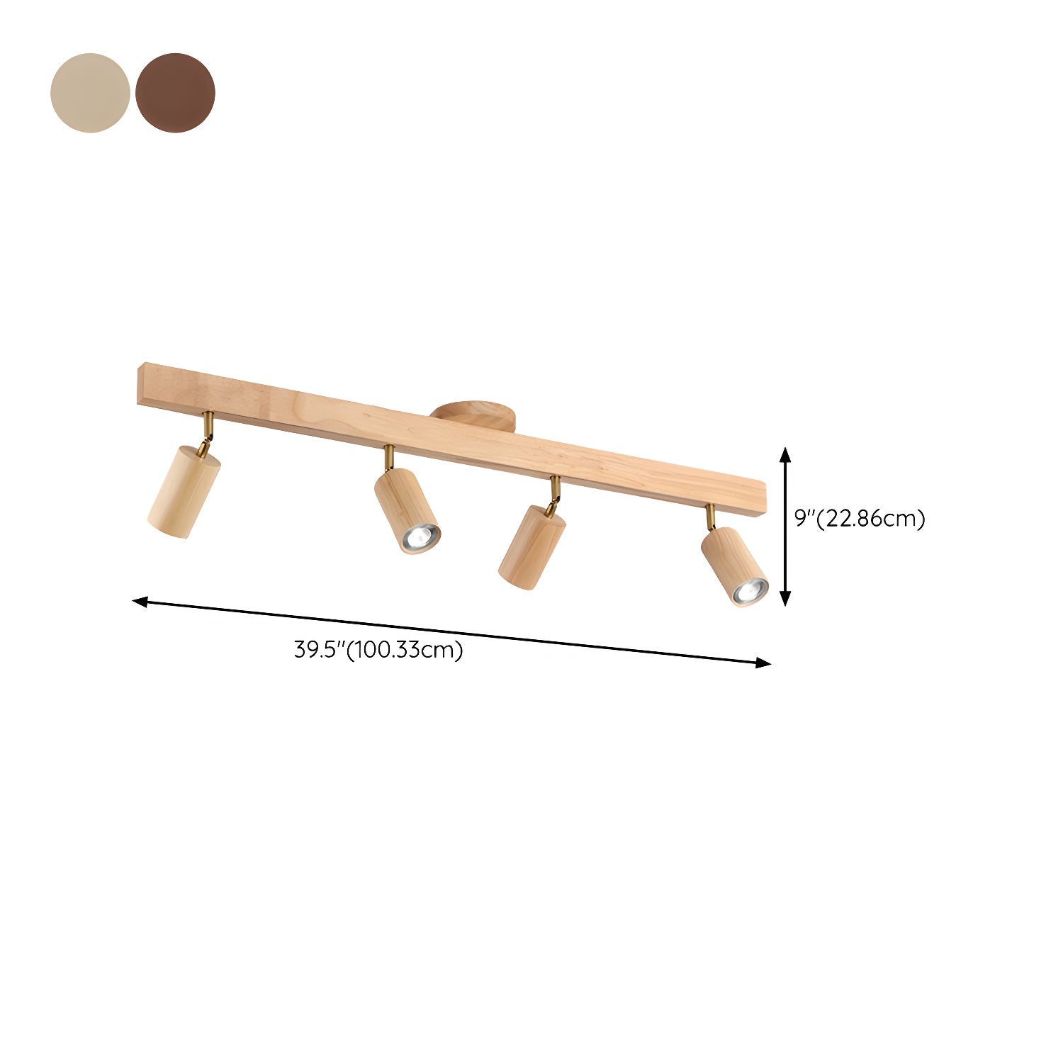 Solara Ceiling Lamp Natural Wood Beam with Spotlight-Neutral Decor