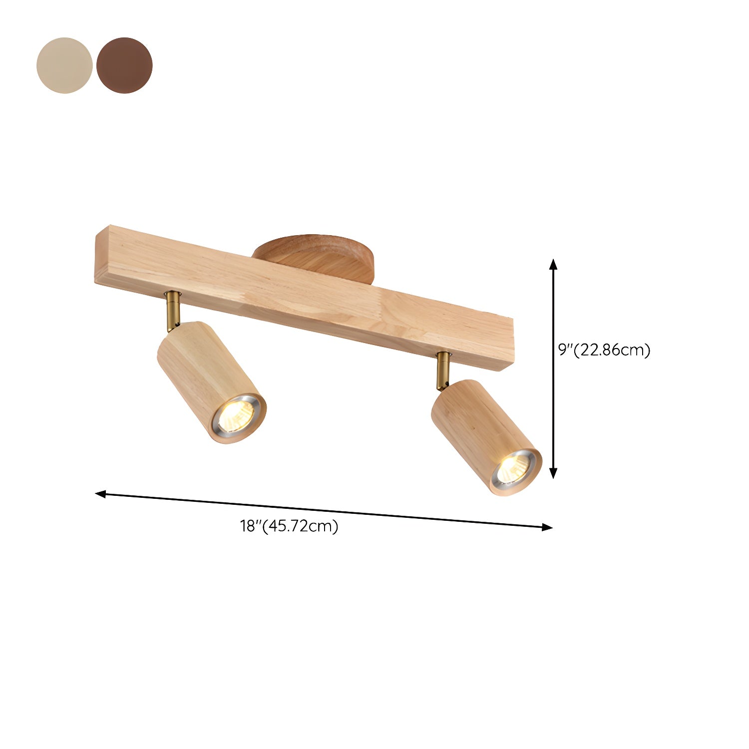 Solara Ceiling Lamp Natural Wood Beam with Spotlight-Neutral Decor