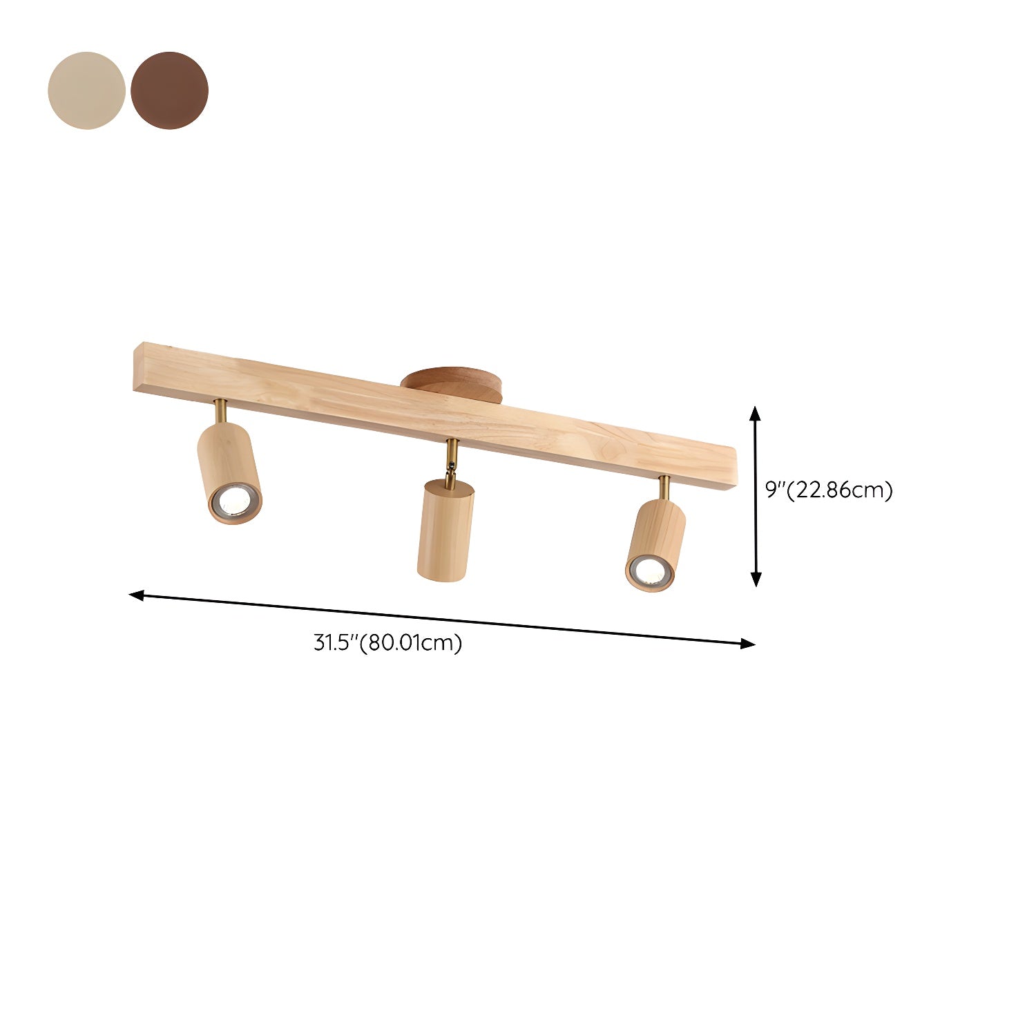 Solara Ceiling Lamp Natural Wood Beam with Spotlight-Neutral Decor
