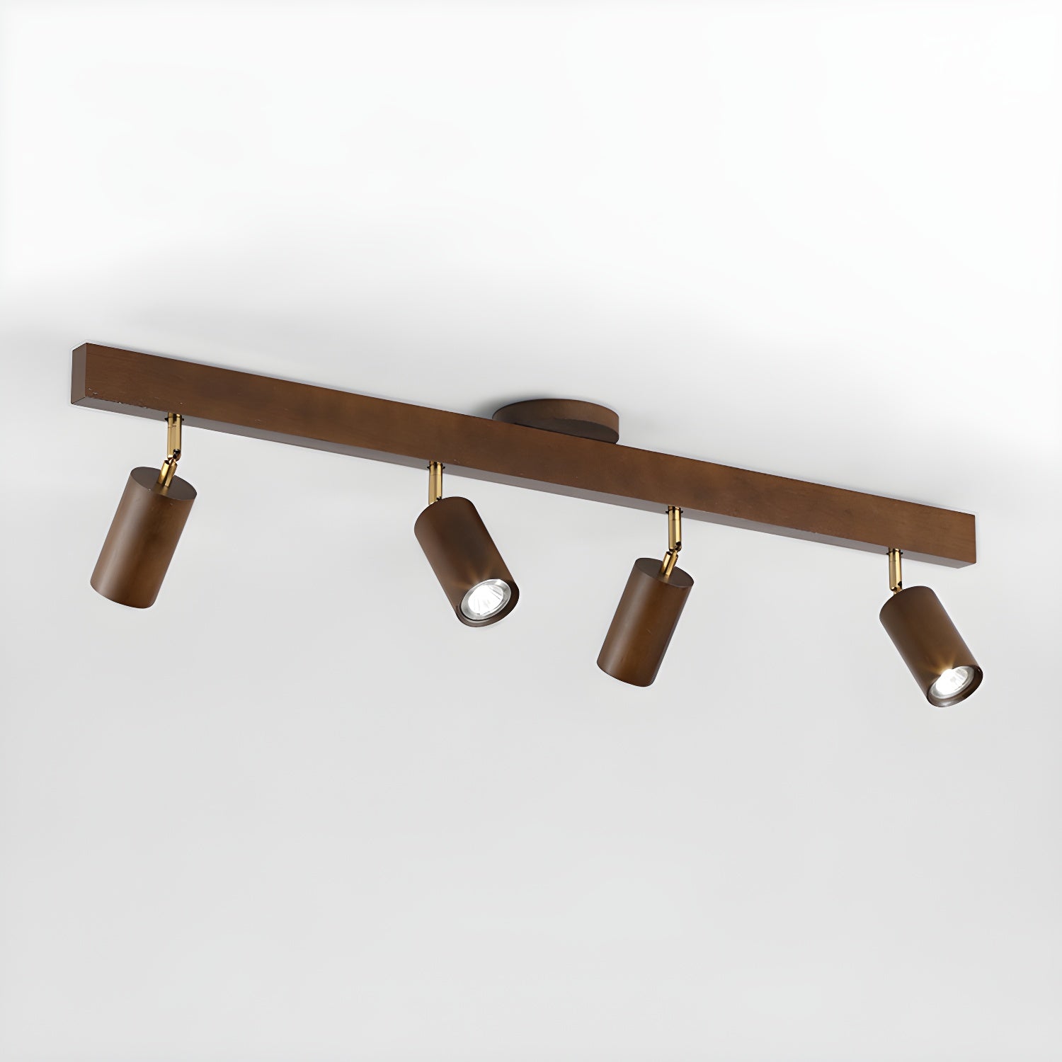 Solara Ceiling Lamp Natural Wood Beam with Spotlight-Neutral Decor