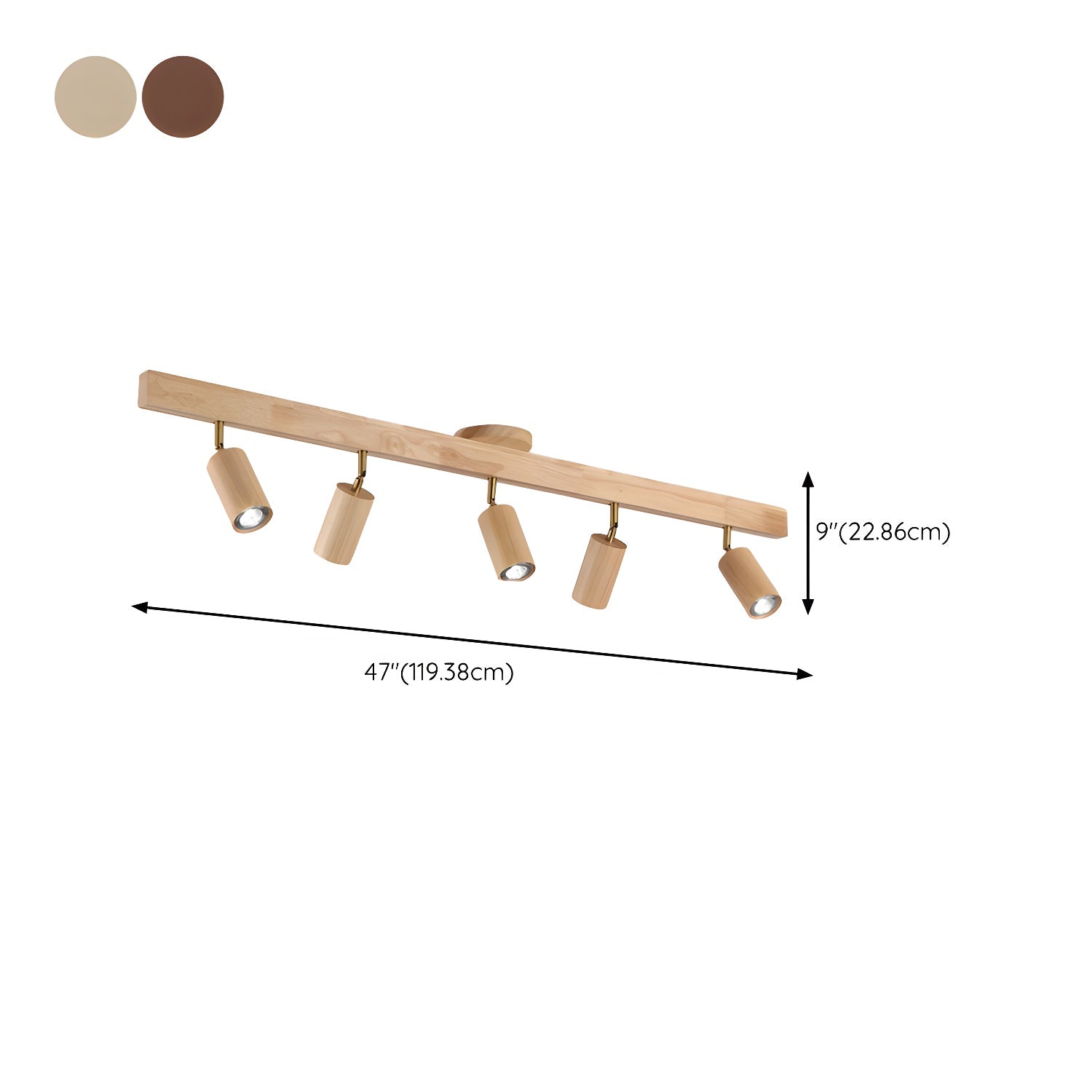 Solara Ceiling Lamp Natural Wood Beam with Spotlight-Neutral Decor