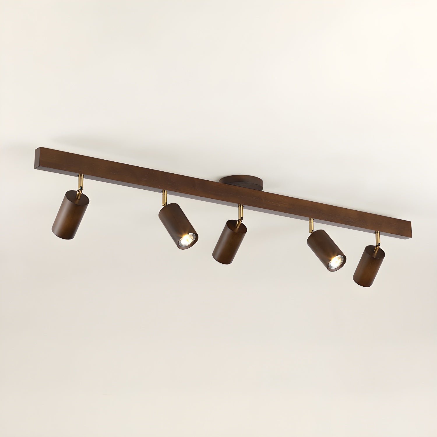 Solara Ceiling Lamp Natural Wood Beam with Spotlight-Neutral Decor
