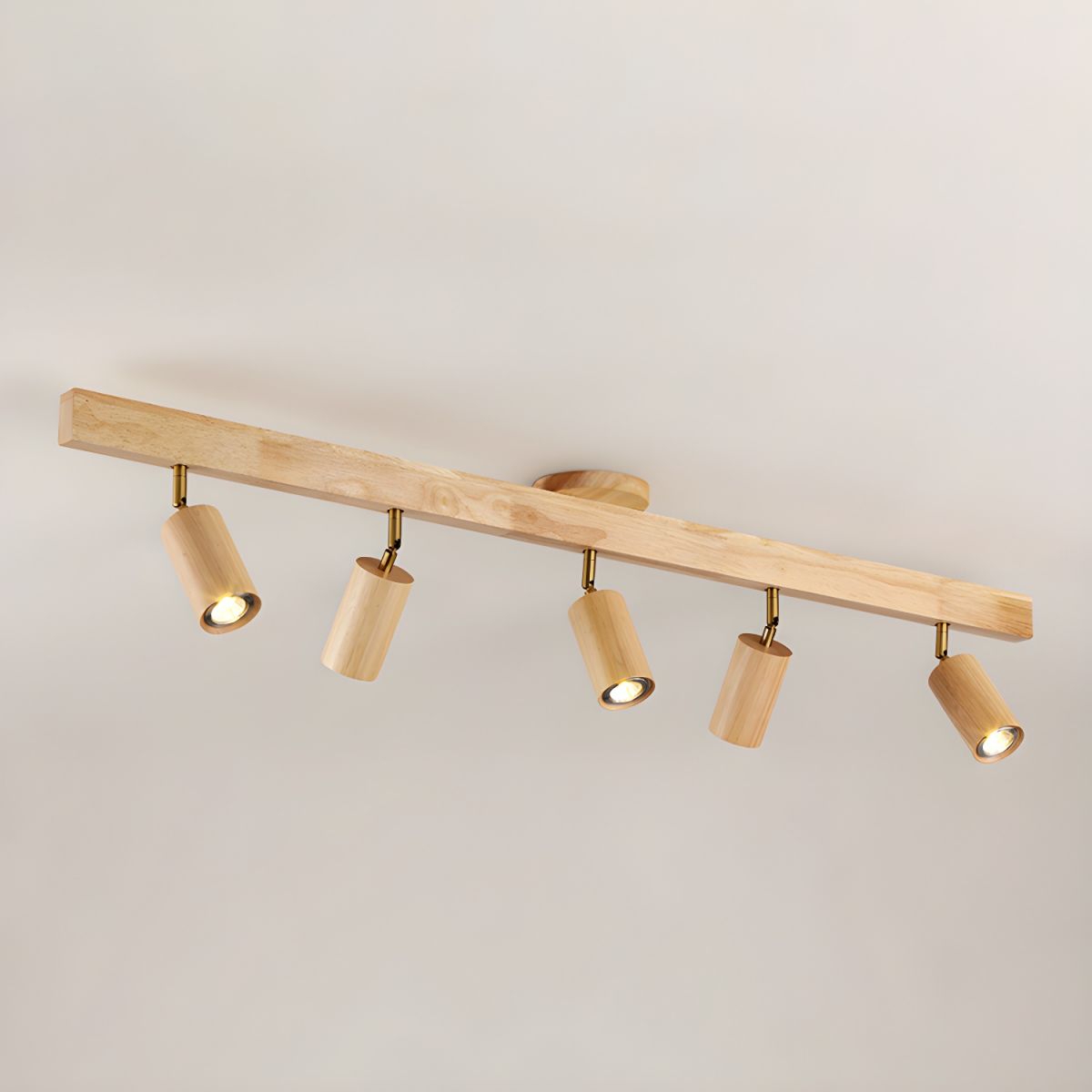 Solara Ceiling Lamp Natural Wood Beam with Spotlight-Neutral Decor