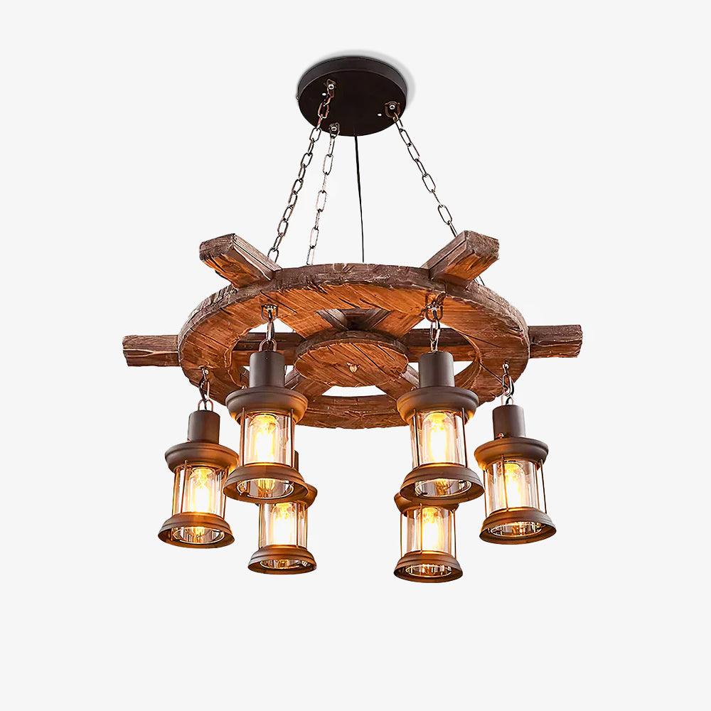 Aurzorir Vintage Wood Chandelier-Neutral Decor