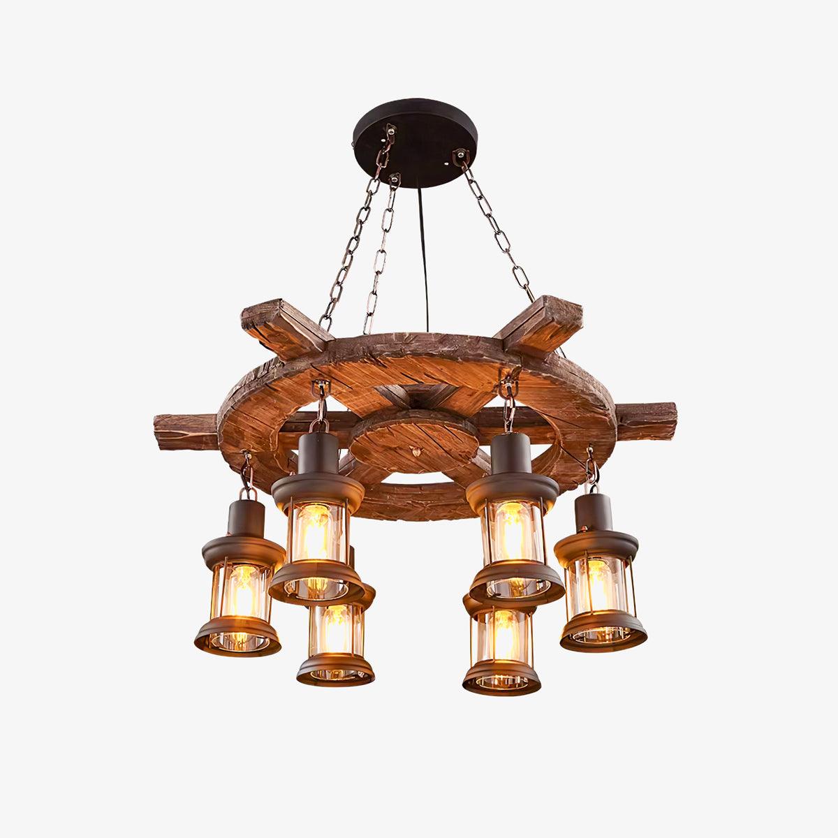 Aurzorir Vintage Wood Chandelier-Neutral Decor
