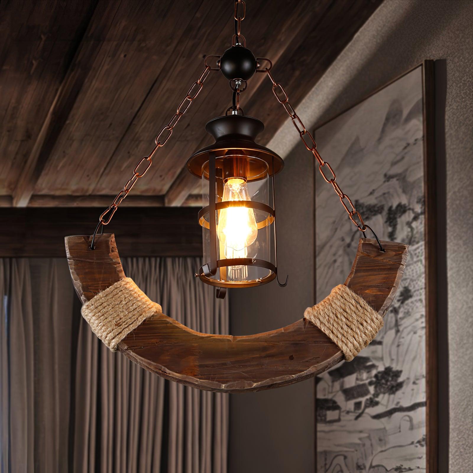 Aurzorir Vintage Wood Chandelier-Neutral Decor