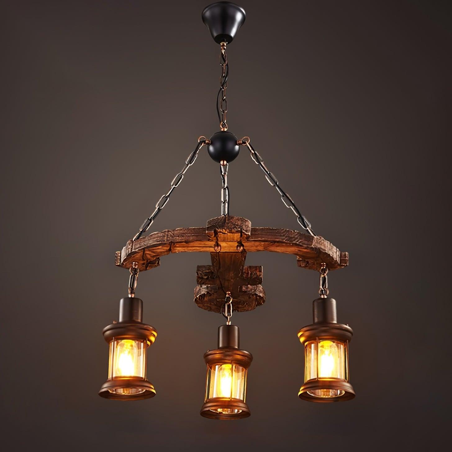 Aurzorir Vintage Wood Chandelier-Neutral Decor