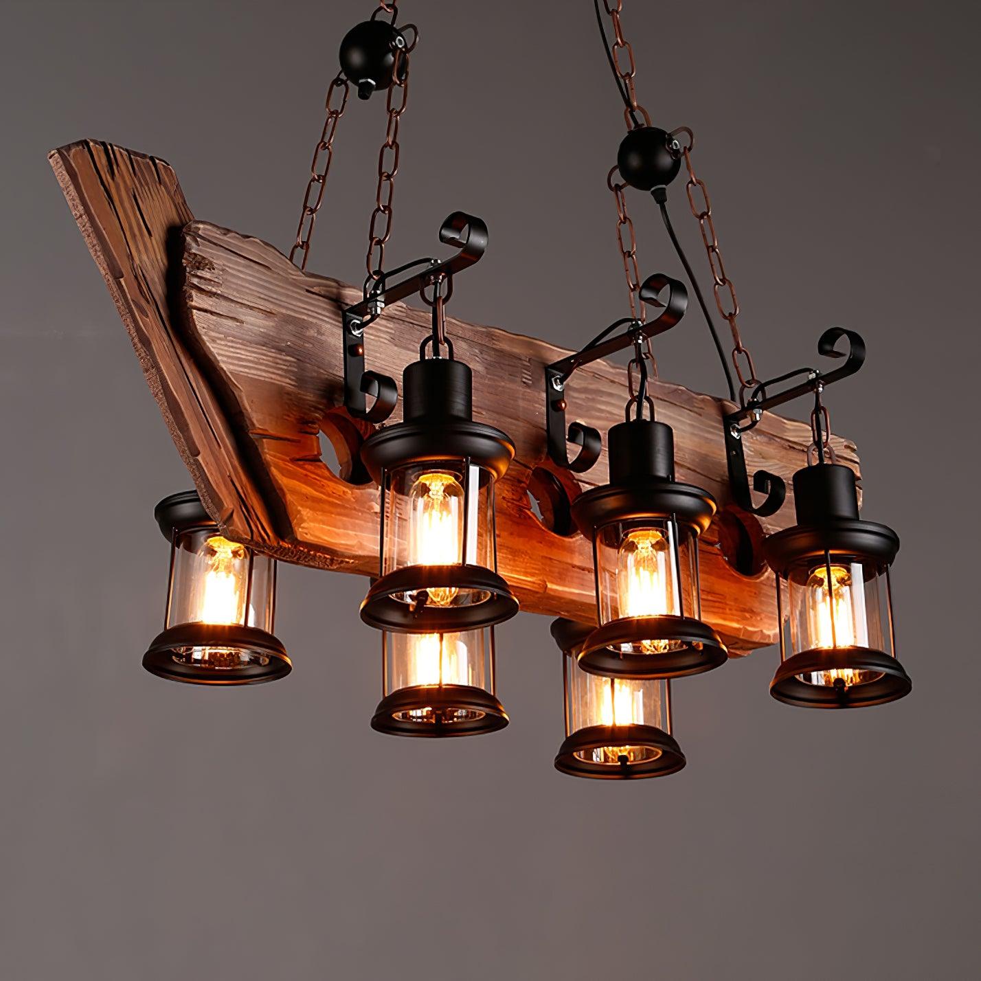 Aurzorir Vintage Wood Chandelier-Neutral Decor