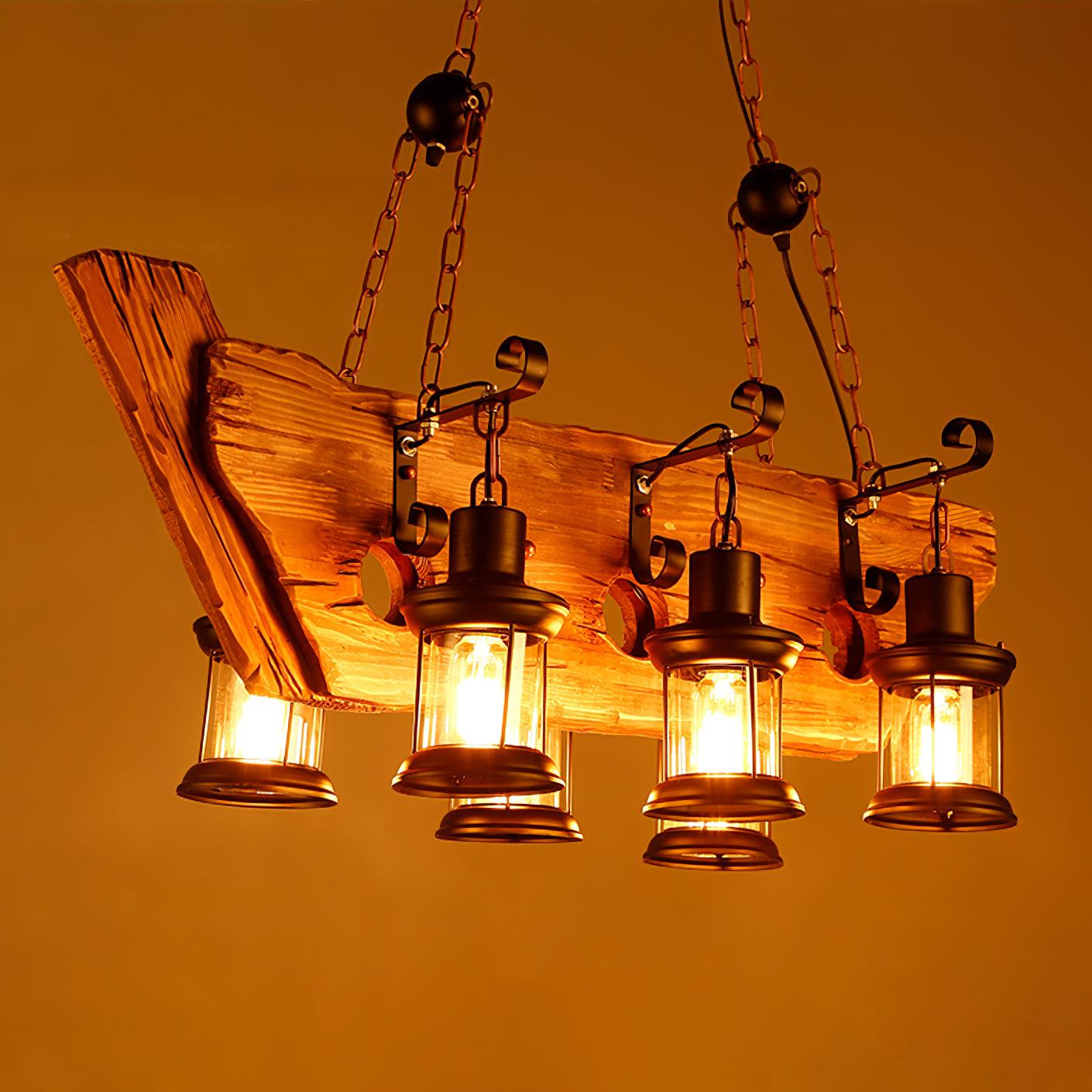 Aurzorir Vintage Wood Chandelier-Neutral Decor