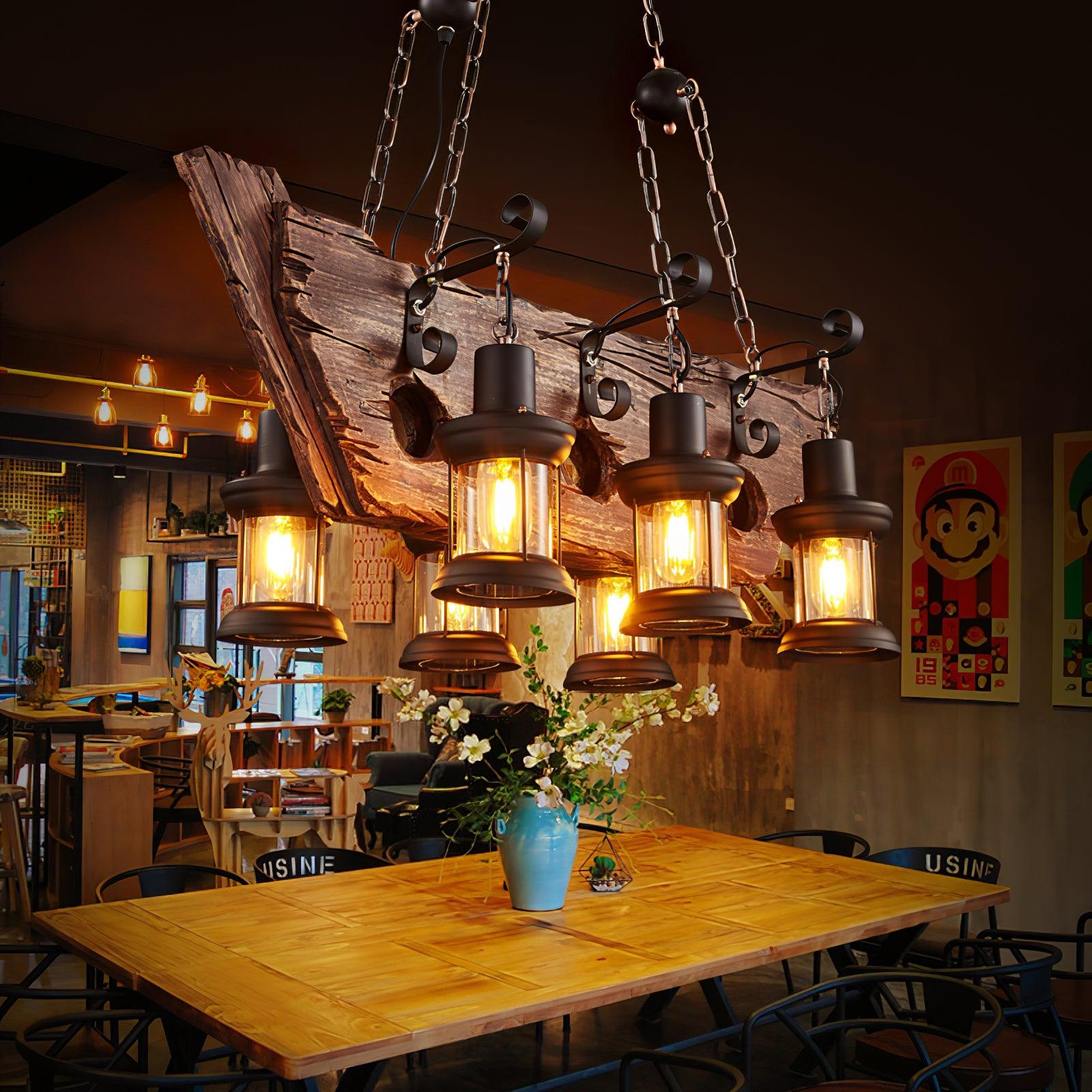 Aurzorir Vintage Wood Chandelier-Neutral Decor