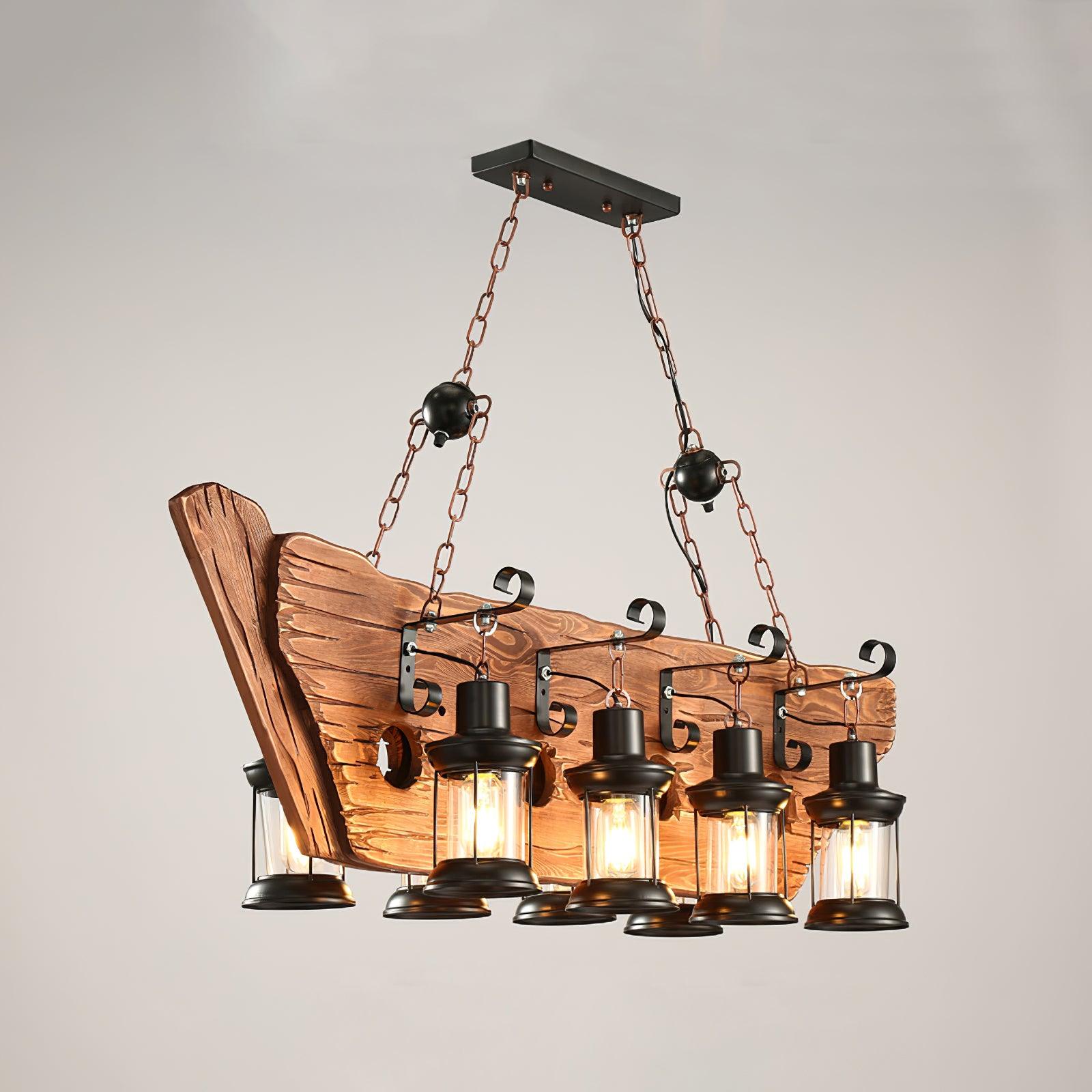 Aurzorir Vintage Wood Chandelier-Neutral Decor