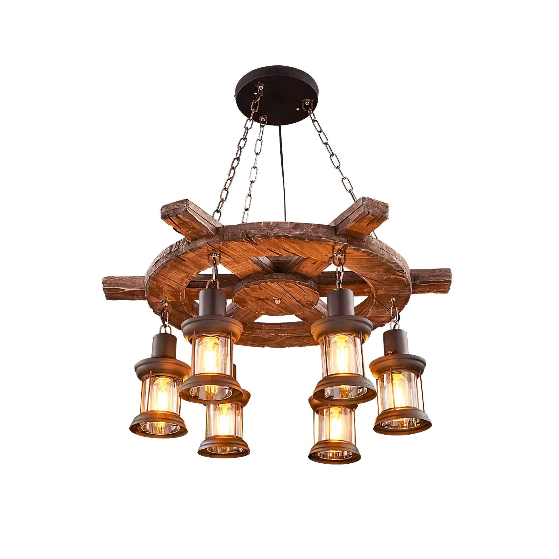 Aurzorir Vintage Wood Chandelier-Neutral Decor