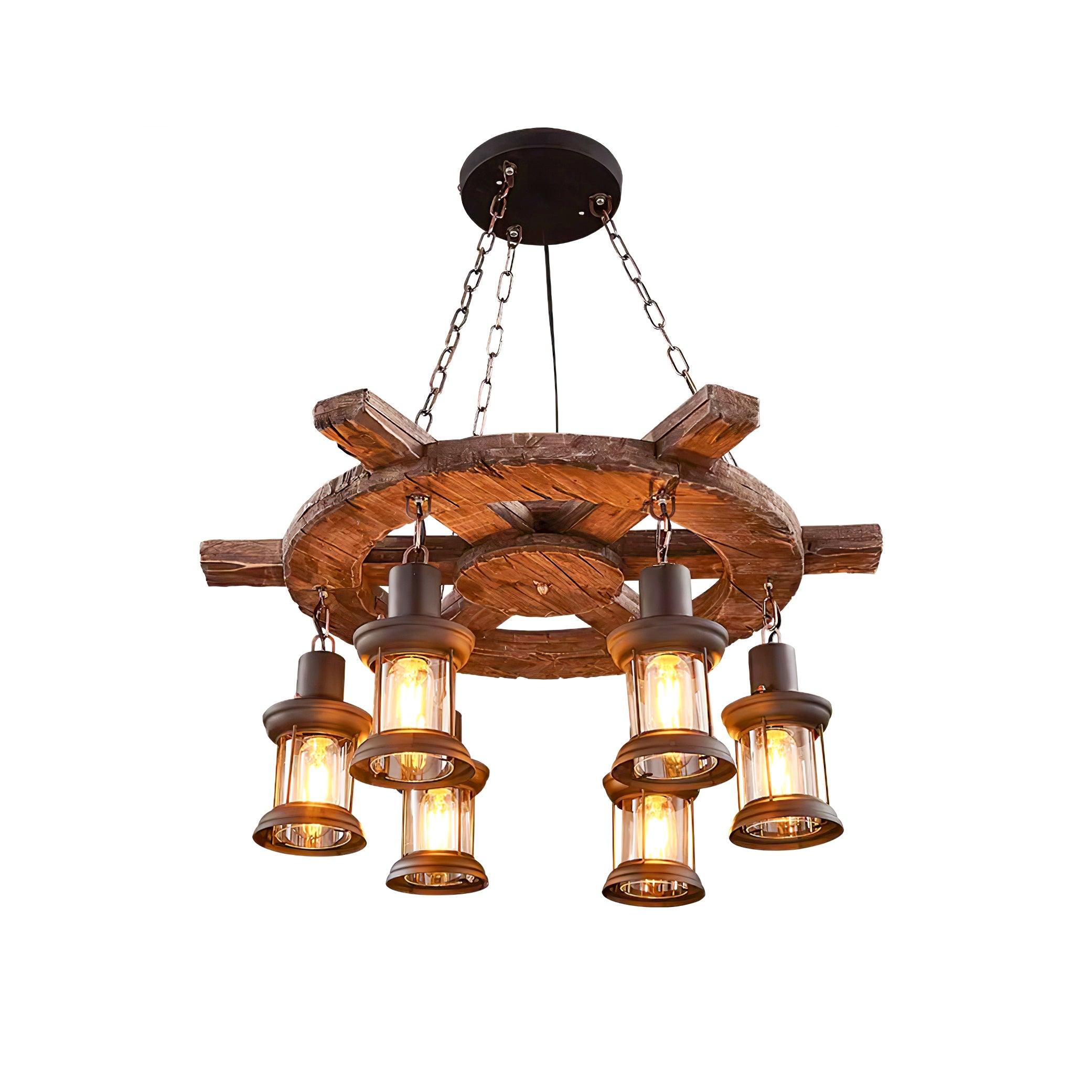 Aurzorir Vintage Wood Chandelier-Neutral Decor