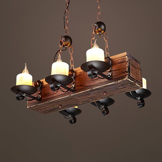 Aurzorir Vintage Wood Chandelier-Neutral Decor