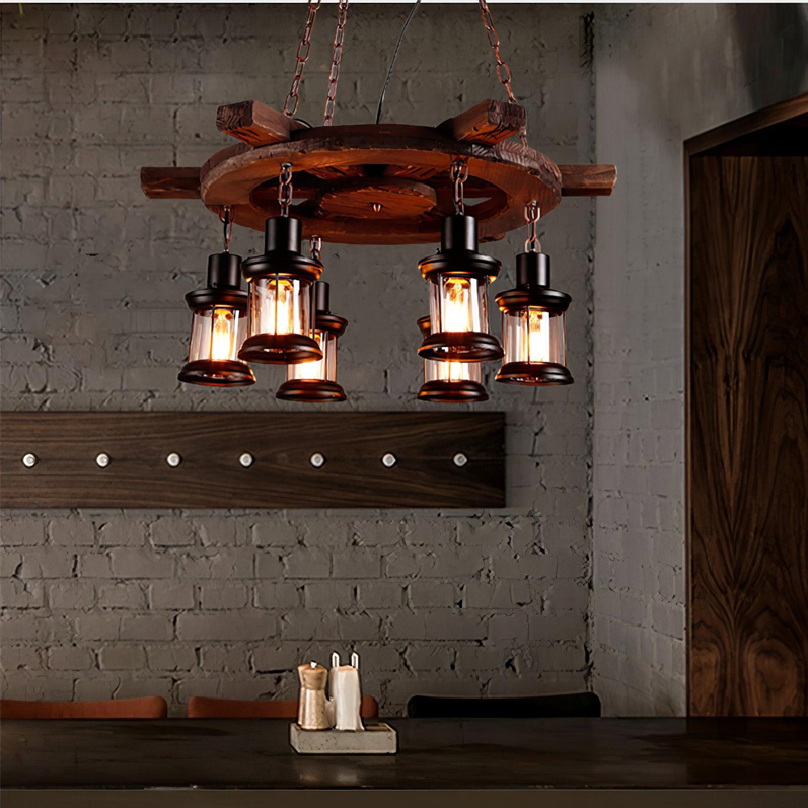 Aurzorir Vintage Wood Chandelier-Neutral Decor