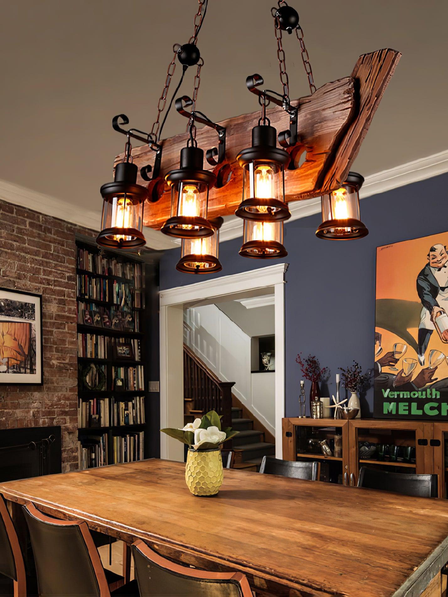 Aurzorir Vintage Wood Chandelier-Neutral Decor