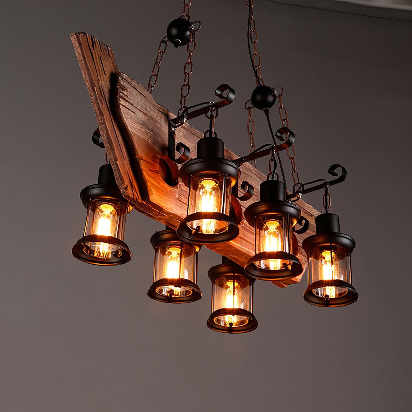 Aurzorir Vintage Wood Chandelier-Neutral Decor