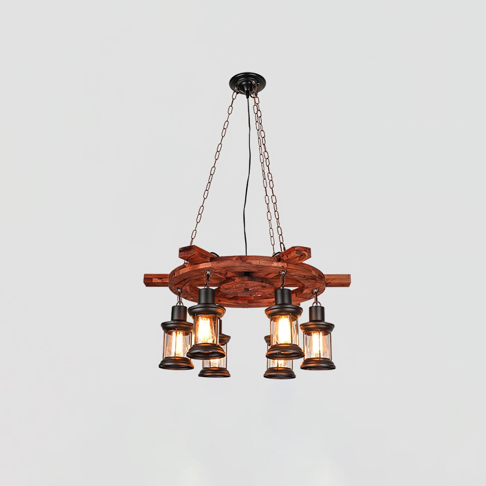 Aurzorir Vintage Wood Chandelier-Neutral Decor