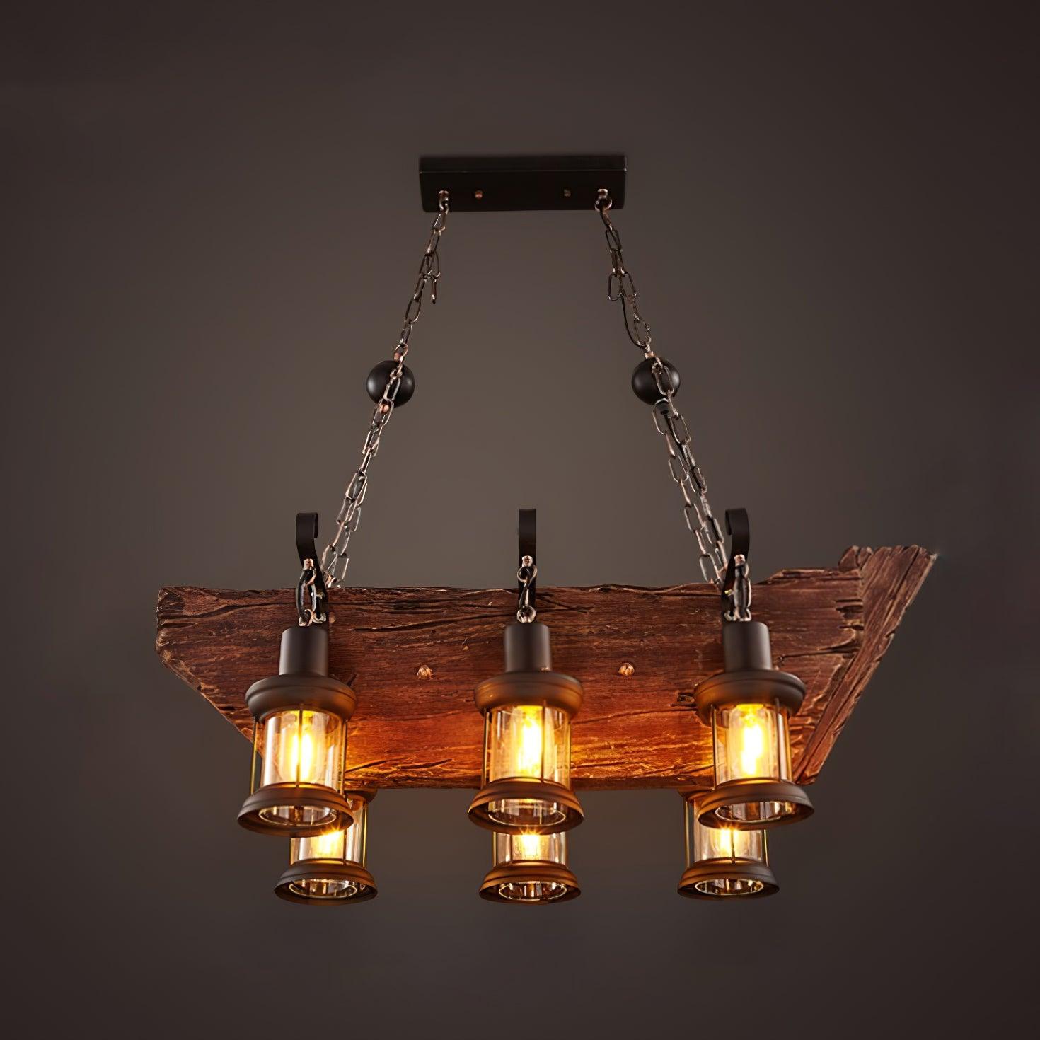 Aurzorir Vintage Wood Chandelier-Neutral Decor