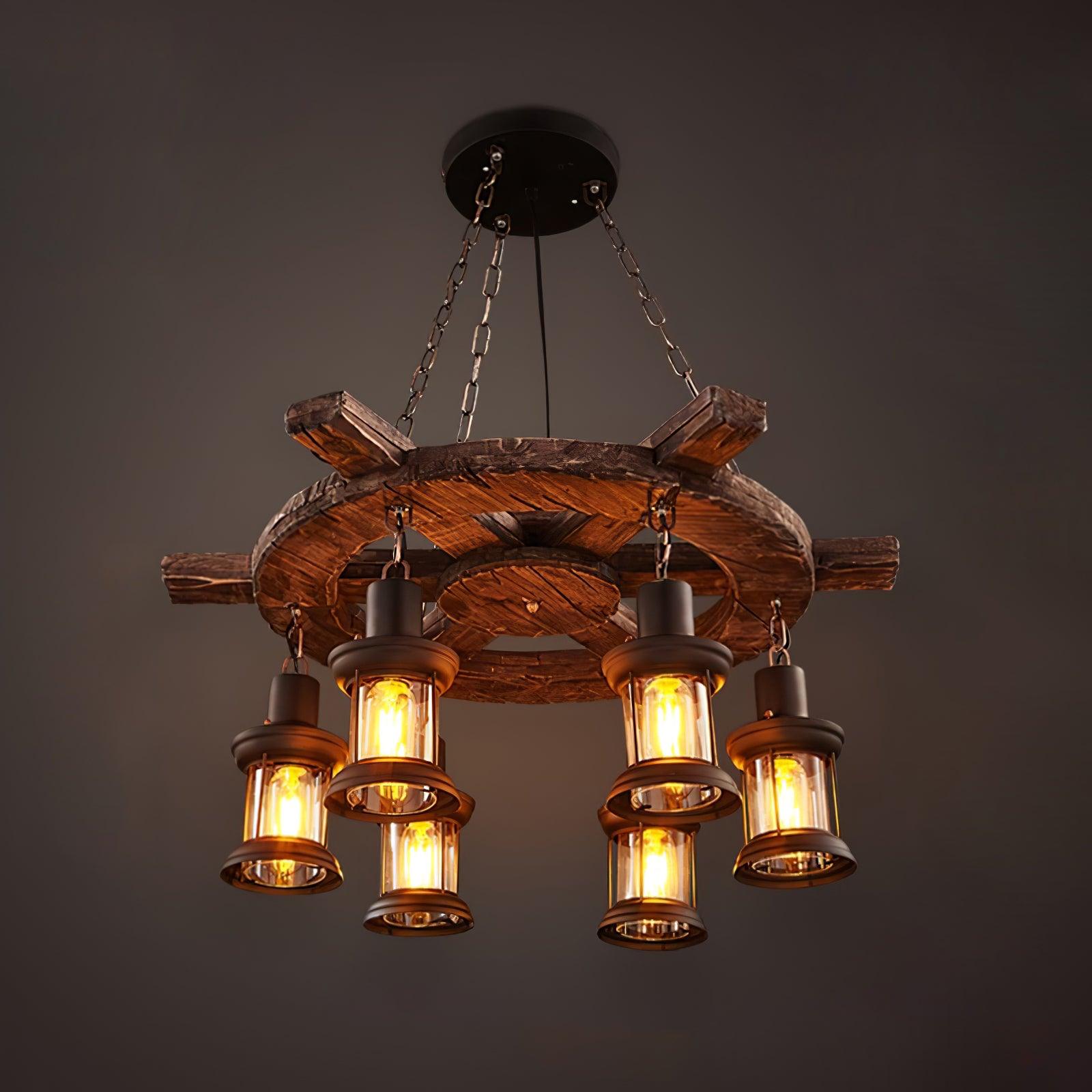 Aurzorir Vintage Wood Chandelier-Neutral Decor