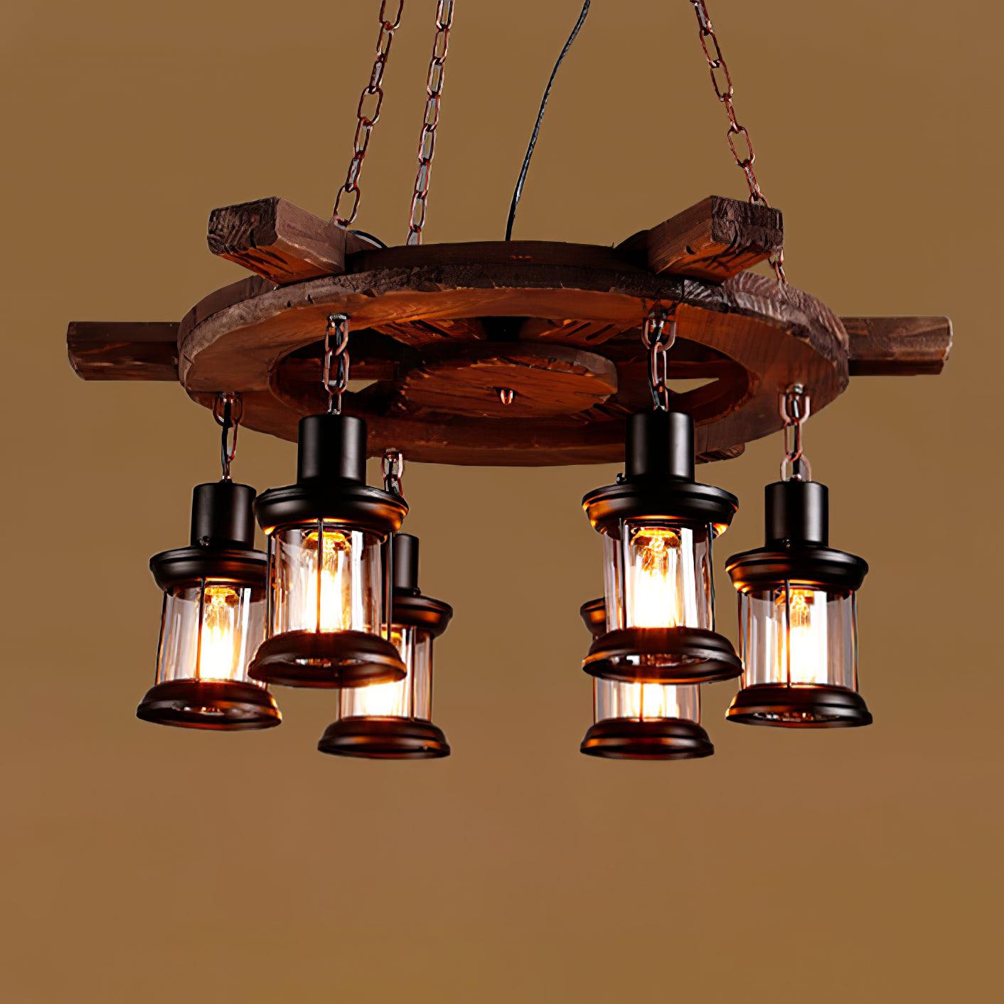 Aurzorir Vintage Wood Chandelier-Neutral Decor