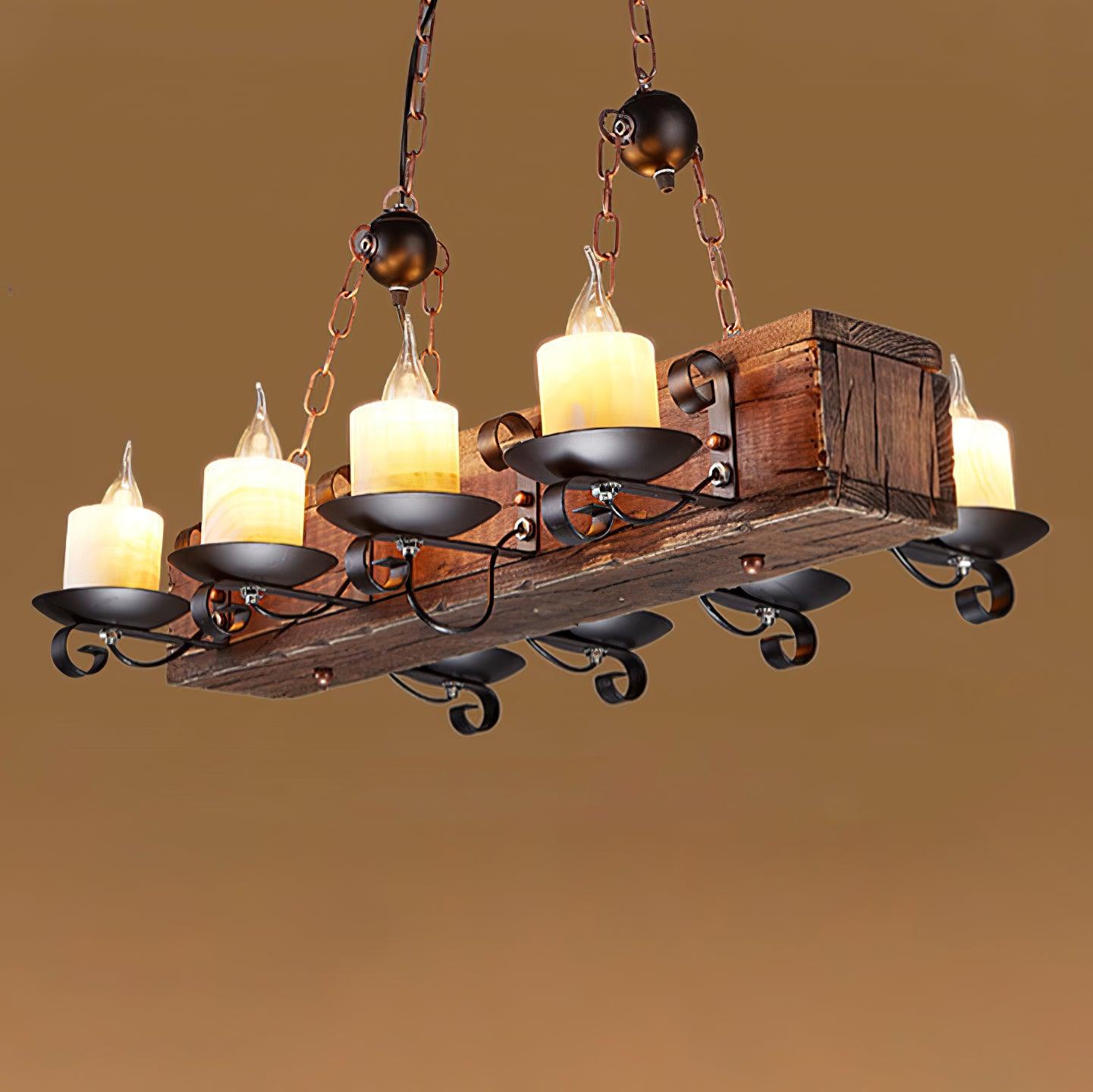 Aurzorir Vintage Wood Chandelier-Neutral Decor