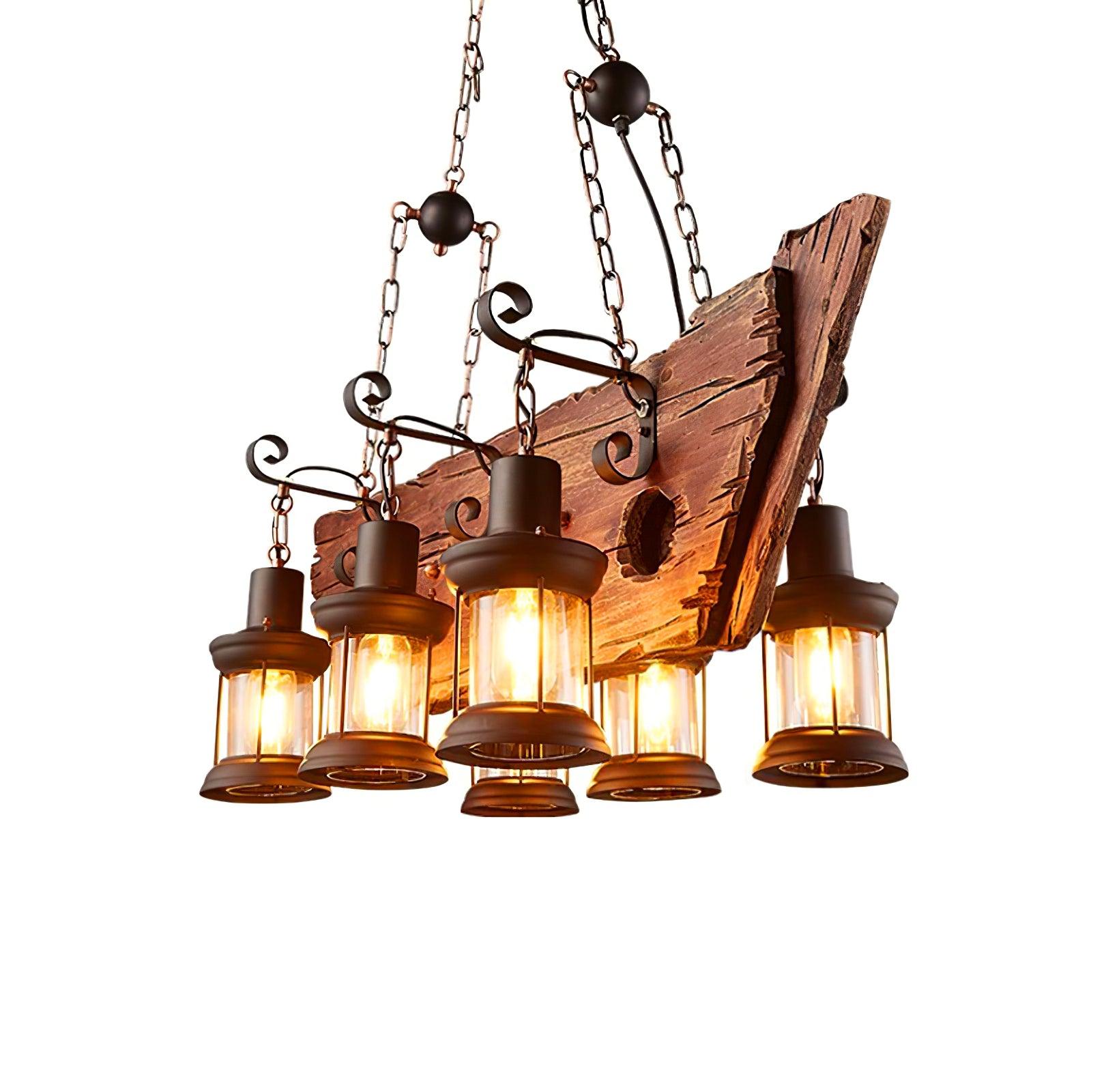 Aurzorir Vintage Wood Chandelier-Neutral Decor