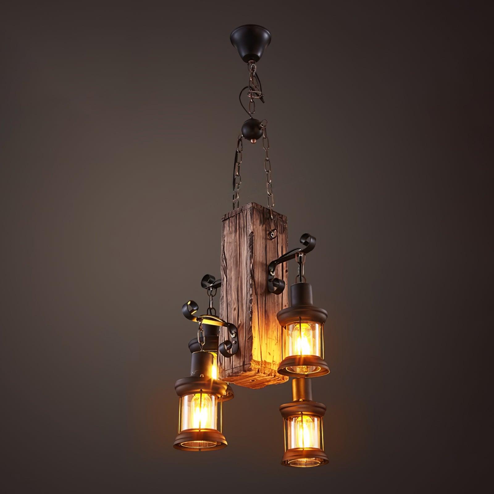 Aurzorir Vintage Wood Chandelier-Neutral Decor
