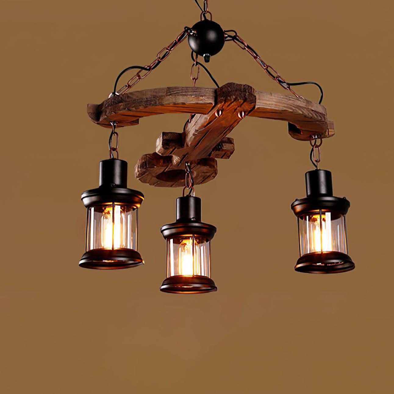 Aurzorir Vintage Wood Chandelier-Neutral Decor