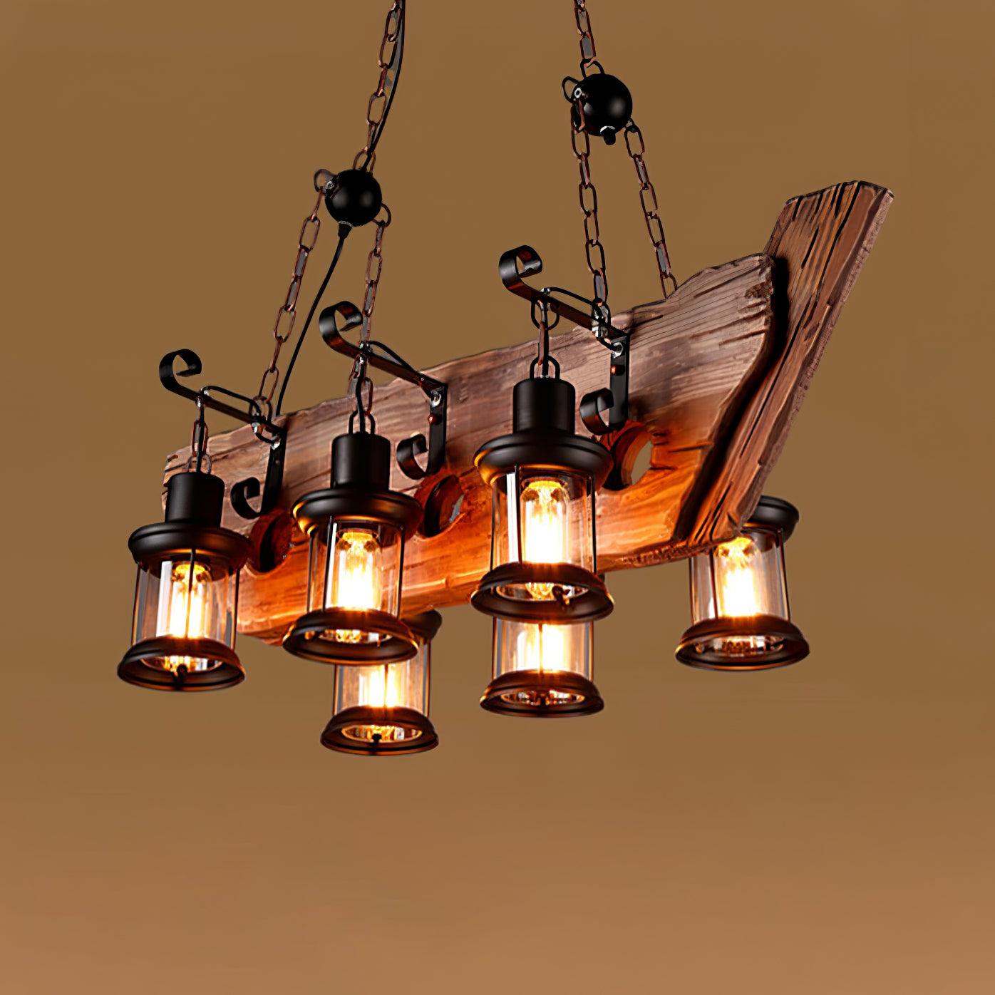 Aurzorir Vintage Wood Chandelier-Neutral Decor